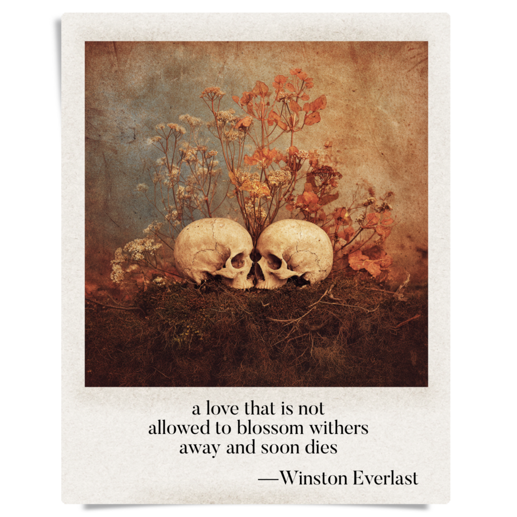 a love that is not / allowed to blossom withers / away and soon dies — haiga by Winston Everlast
