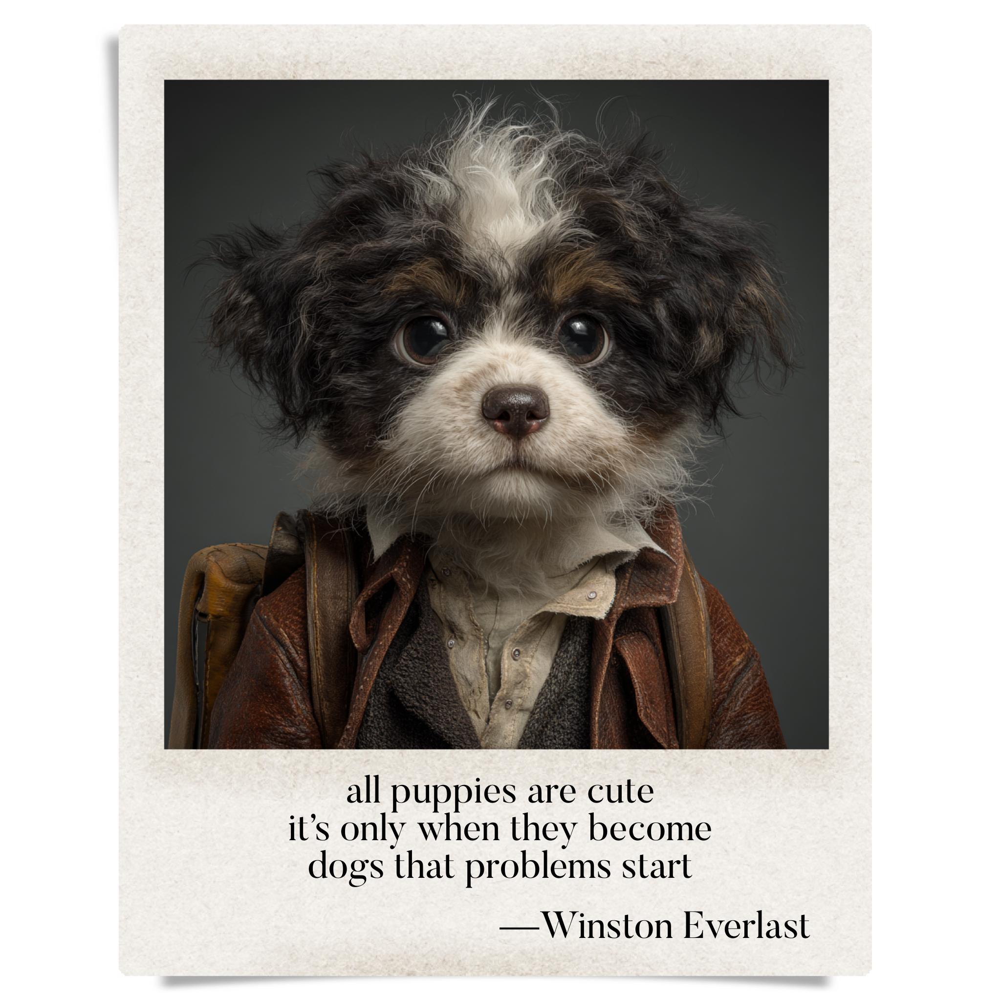 all puppies are cute / it’s only when they become / dogs that problems start — haiga by Winston Everlast