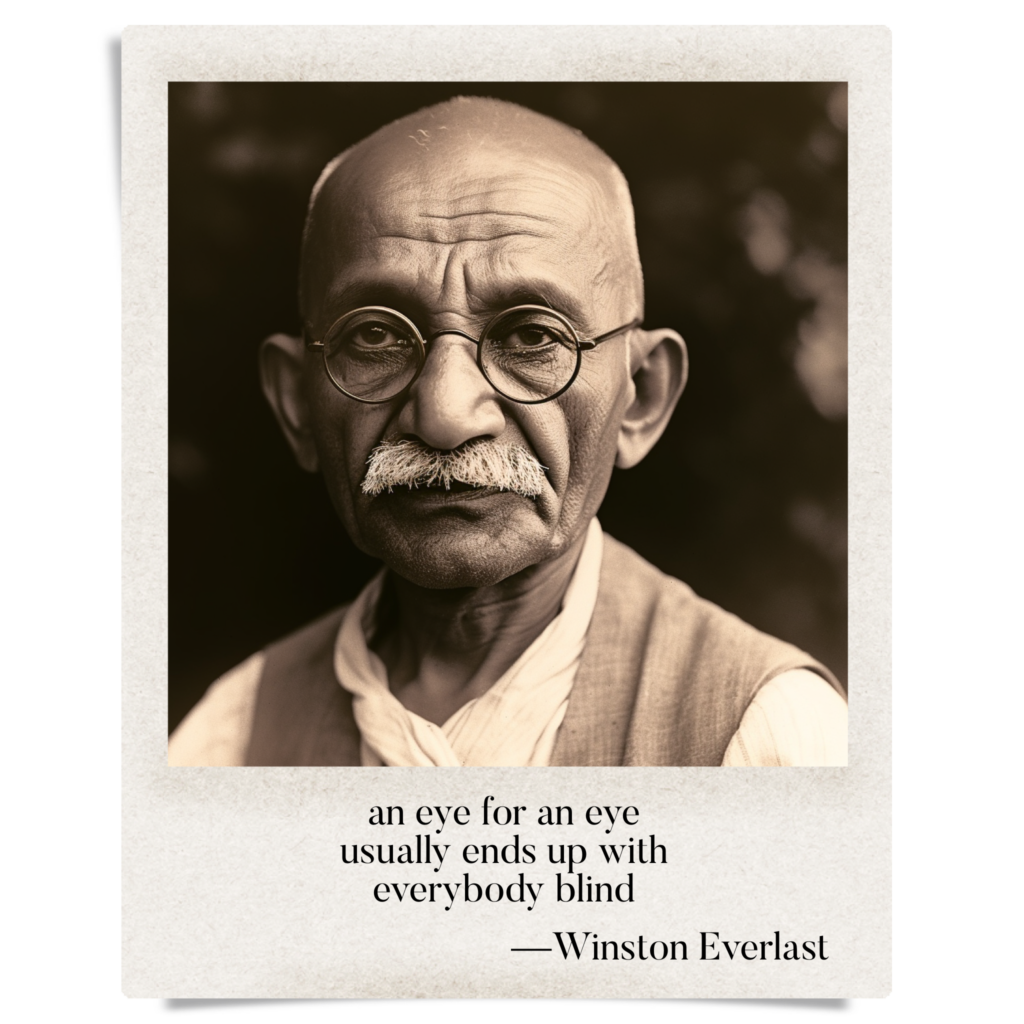 an eye for an eye / usually ends up with / everybody blind — haiga by Winston Everlast