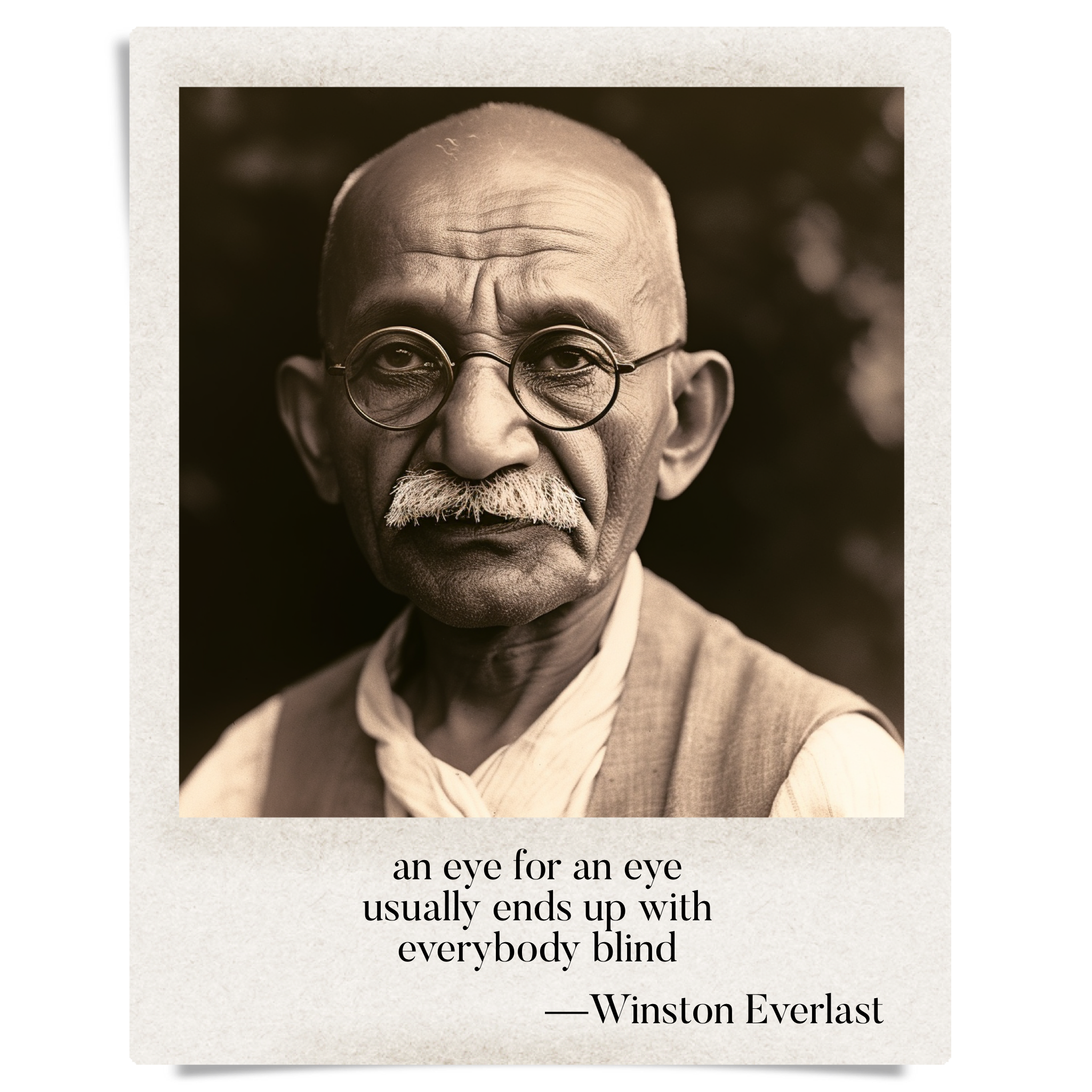 an eye for an eye / usually ends up with / everybody blind — haiga by Winston Everlast