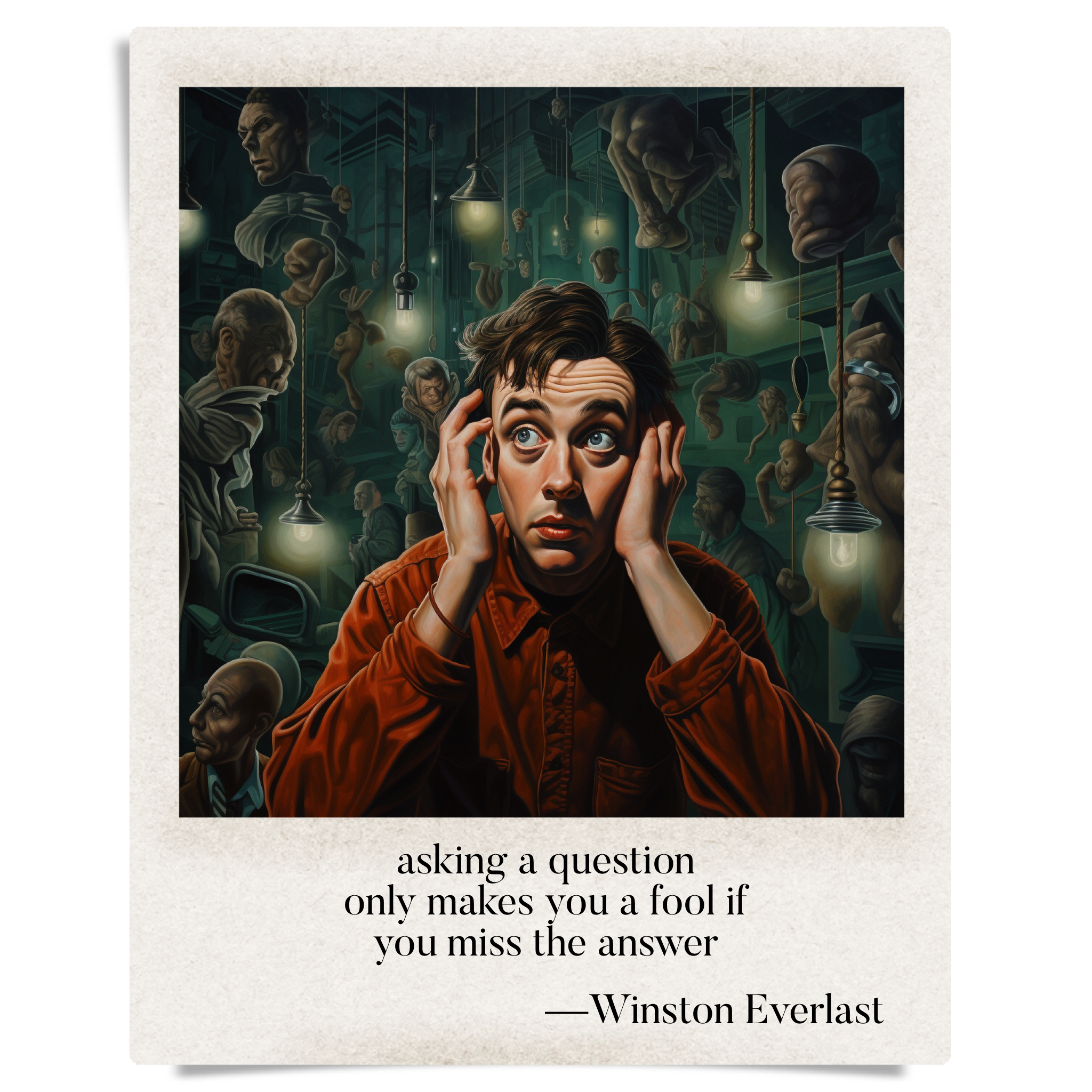 asking a question / only makes you a fool if / you miss the answer — haiga by Winston Everlast
