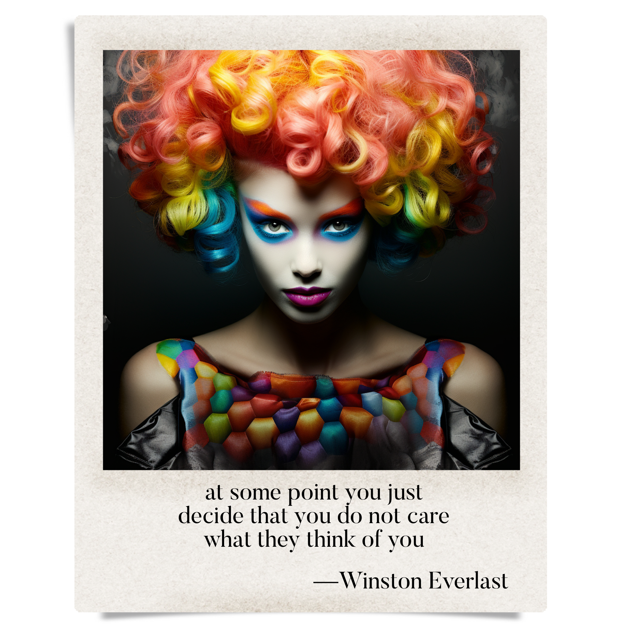 at some point you just / decide that you do not care / what they think of you — haiga by Winston Everlast