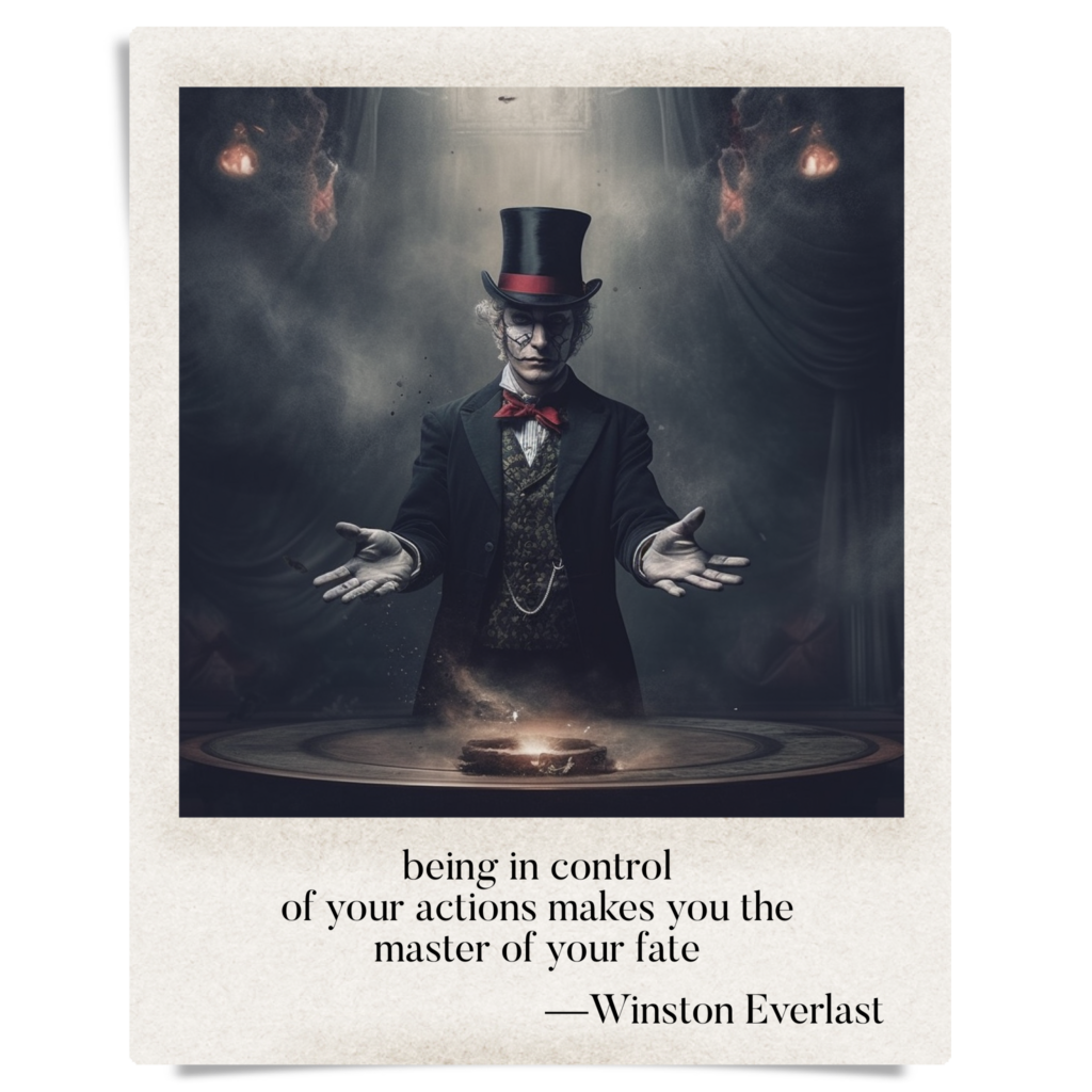 being in control / of your actions makes you the / master of your fate — haiga by Winston Everlast