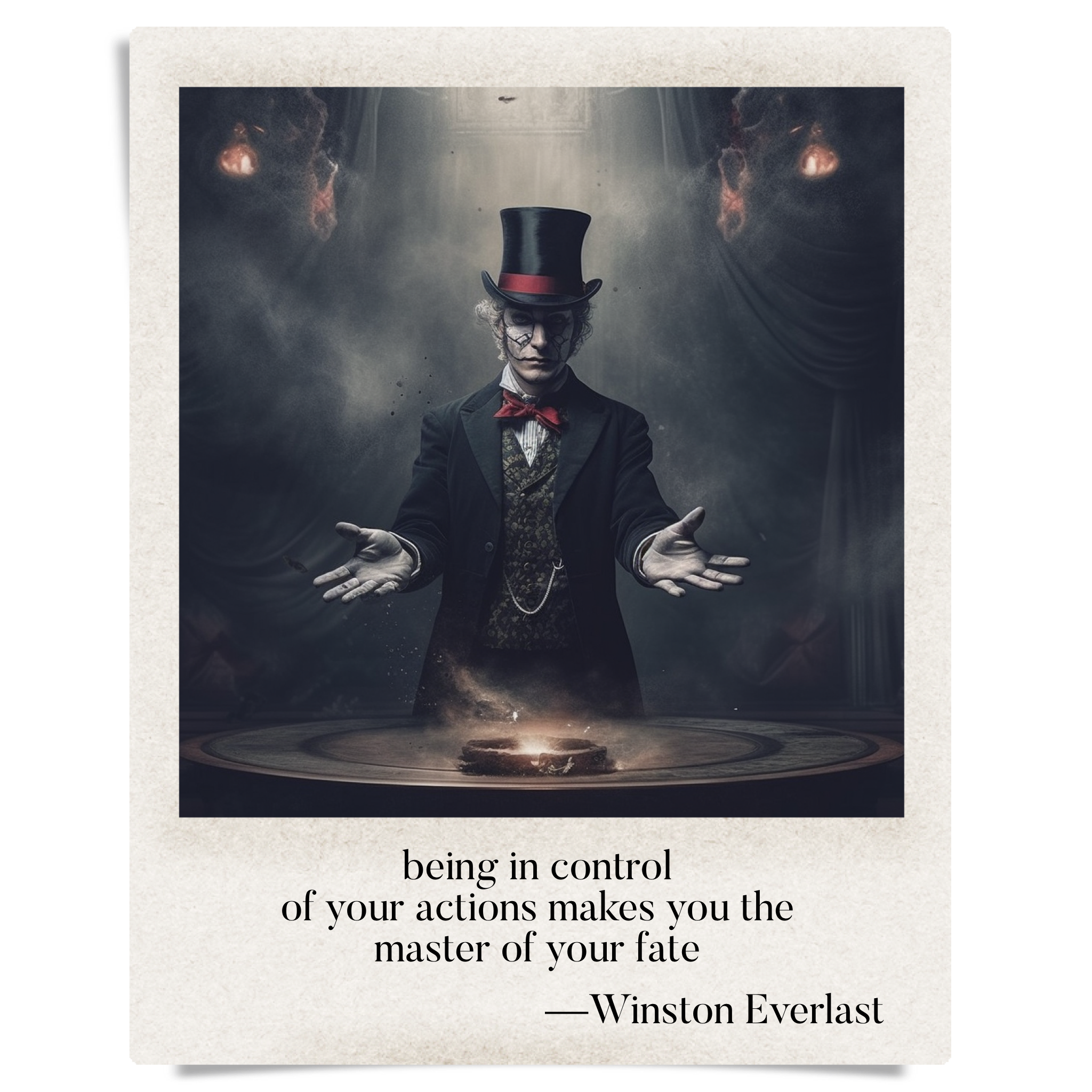 being in control / of your actions makes you the / master of your fate — haiga by Winston Everlast