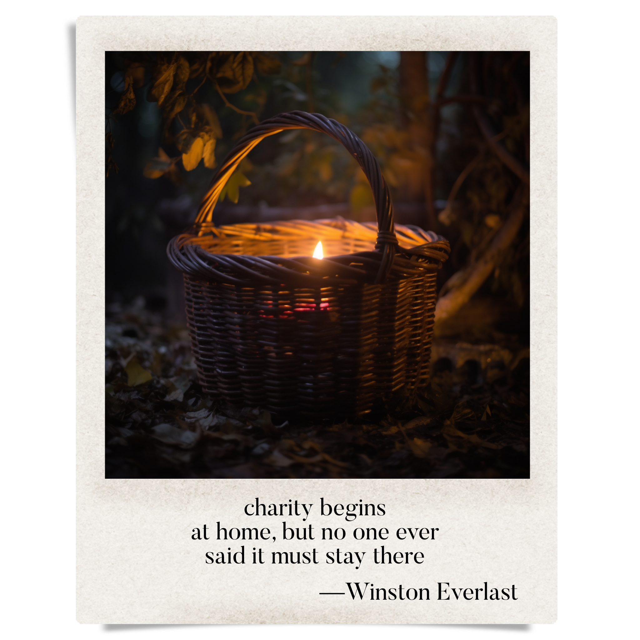 charity begins / at home, but no one ever / said it must stay there — haiga by Winston Everlast