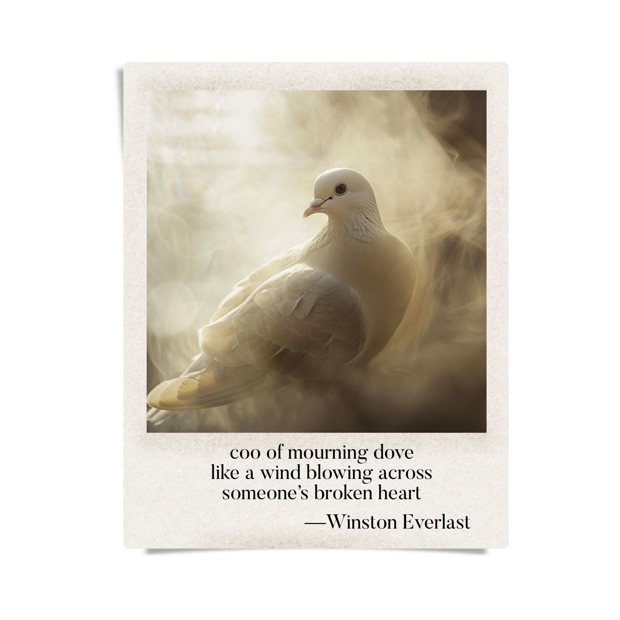 coo of mourning dove / like a wind blowing across / someone’s broken heart — haiga by Winston Everlast