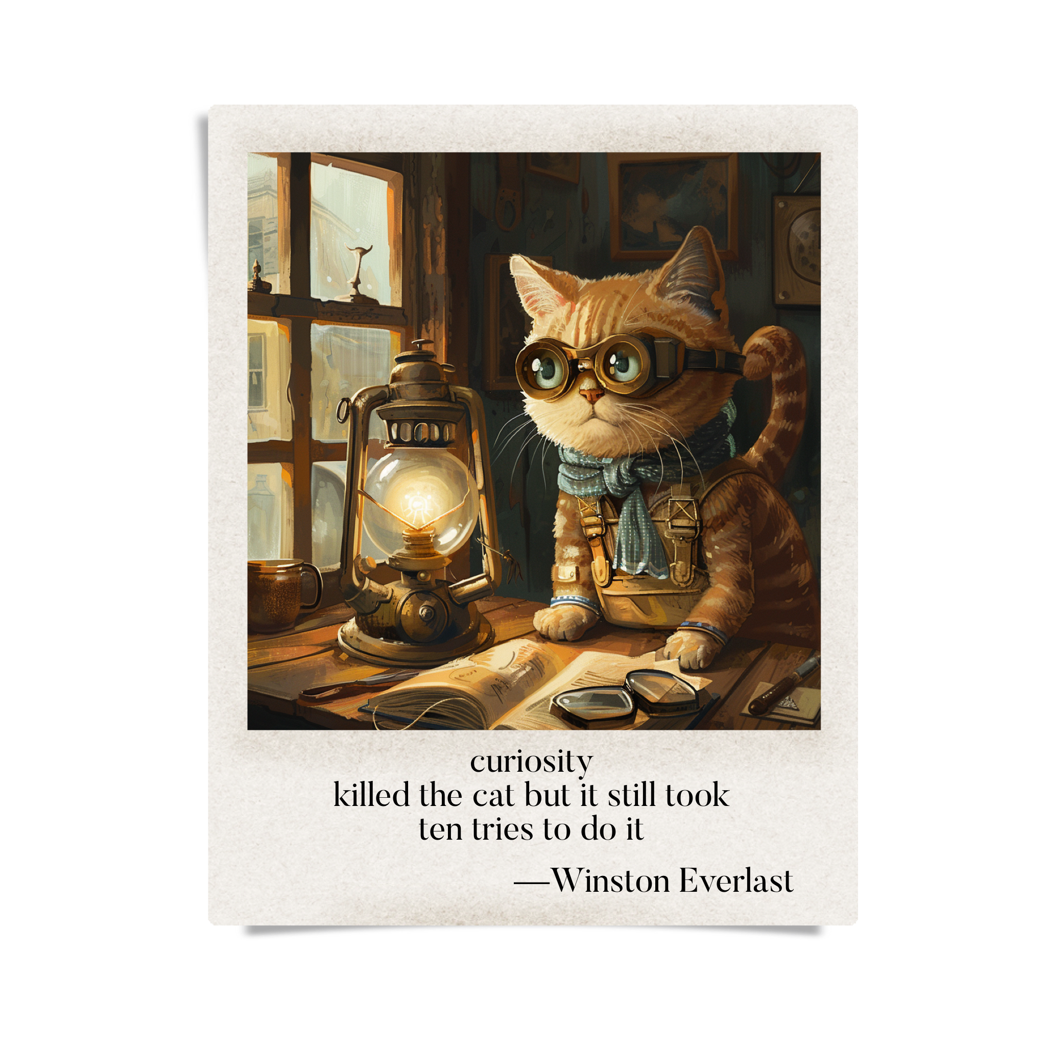 curiosity / killed the cat but it still took / ten tries to do it — haiga by Winston Everlast