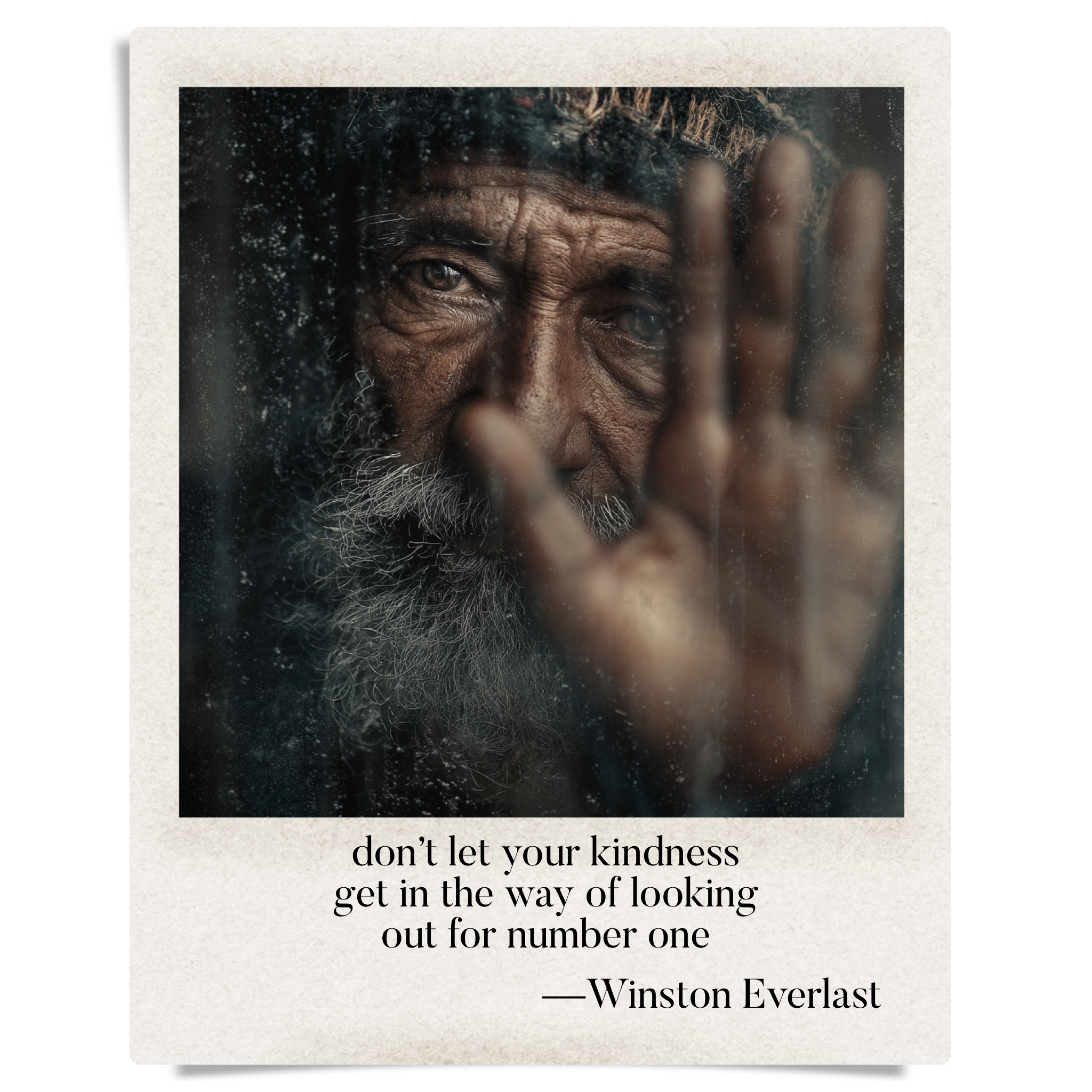don’t let your kindness / get in the way of looking / out for number one — haiga by Winston Everlast