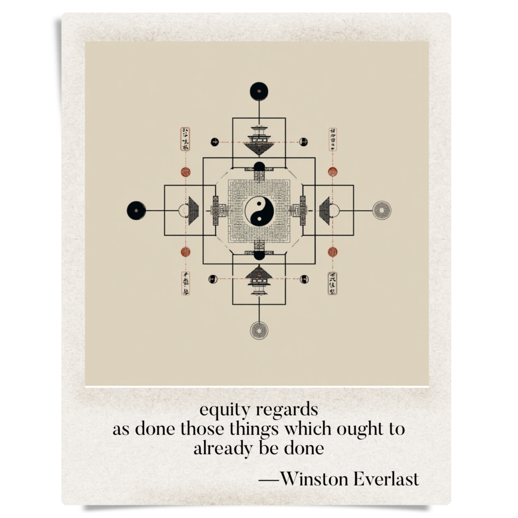 equity regards / as done those things which ought to / already be done — haiga by Winston Everlast