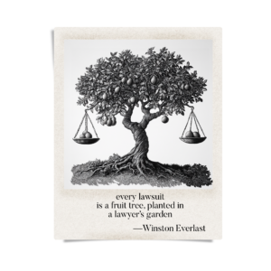every lawsuit / is a fruit tree, planted in / a lawyer’s garden