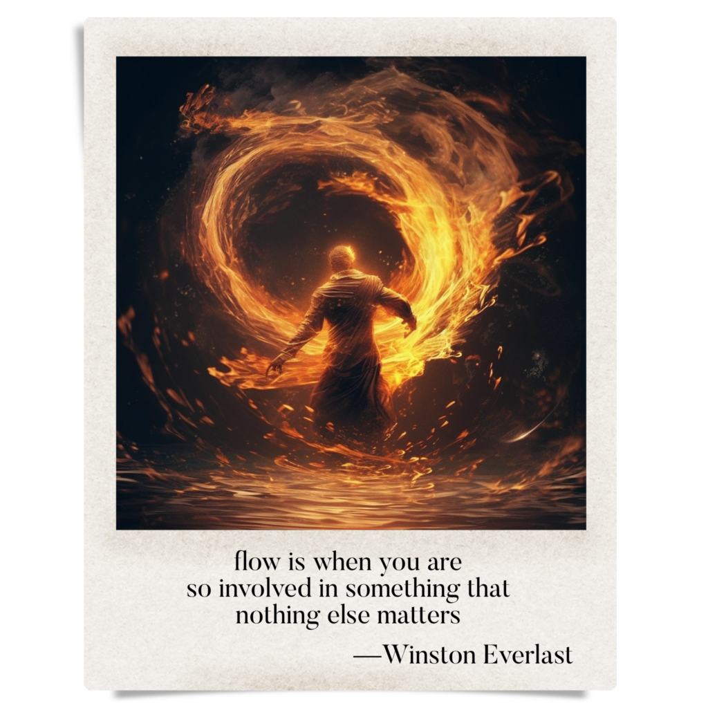 flow is when you are / so involved in something that / nothing else matters — haiga by Winston Everlast
