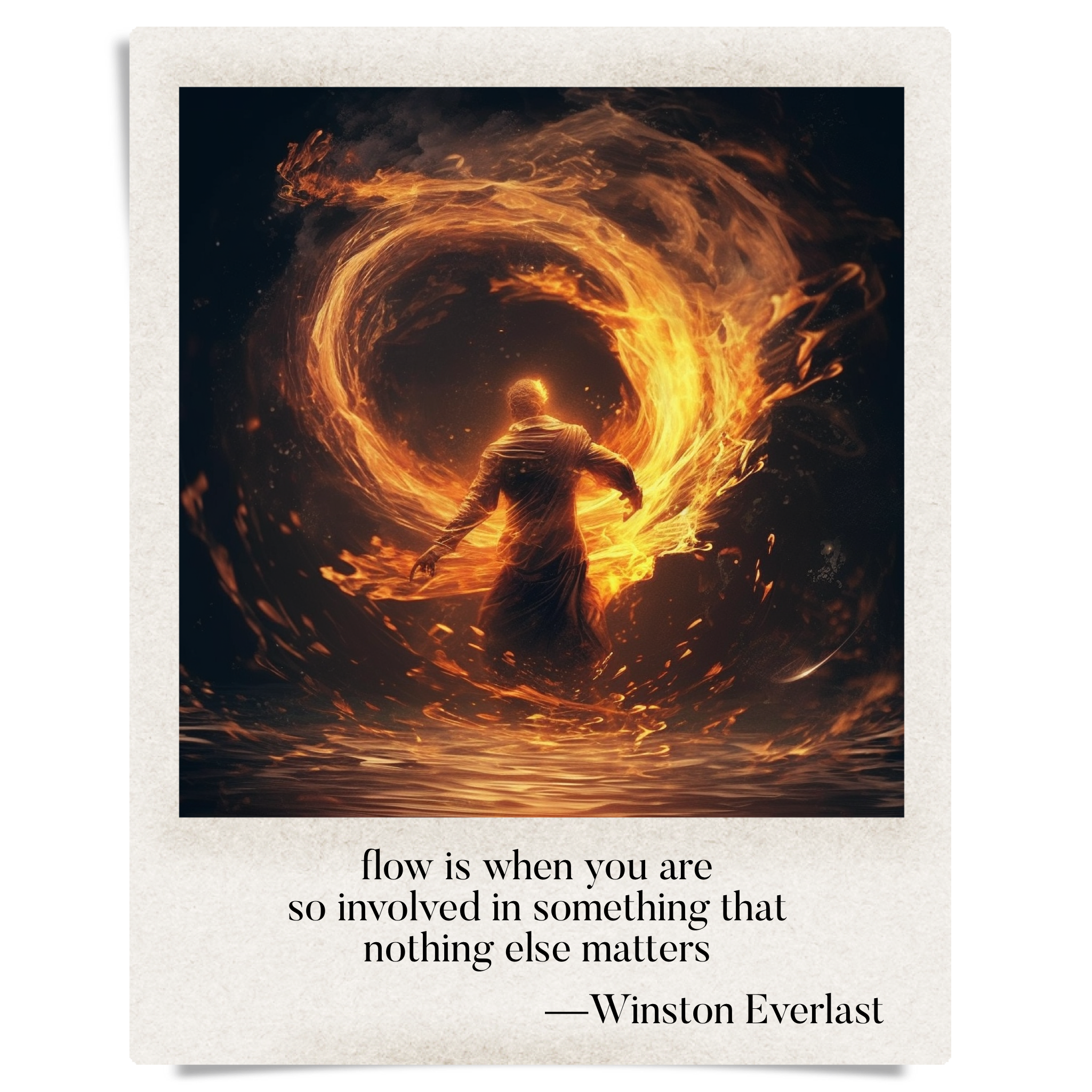 flow is when you are / so involved in something that / nothing else matters — haiga by Winston Everlast