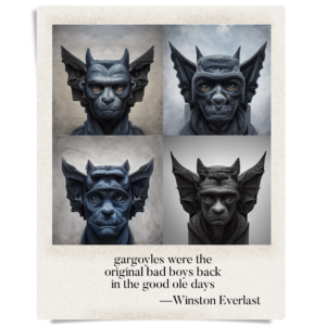 gargoyles were the / original bad boys back / in the good ole days