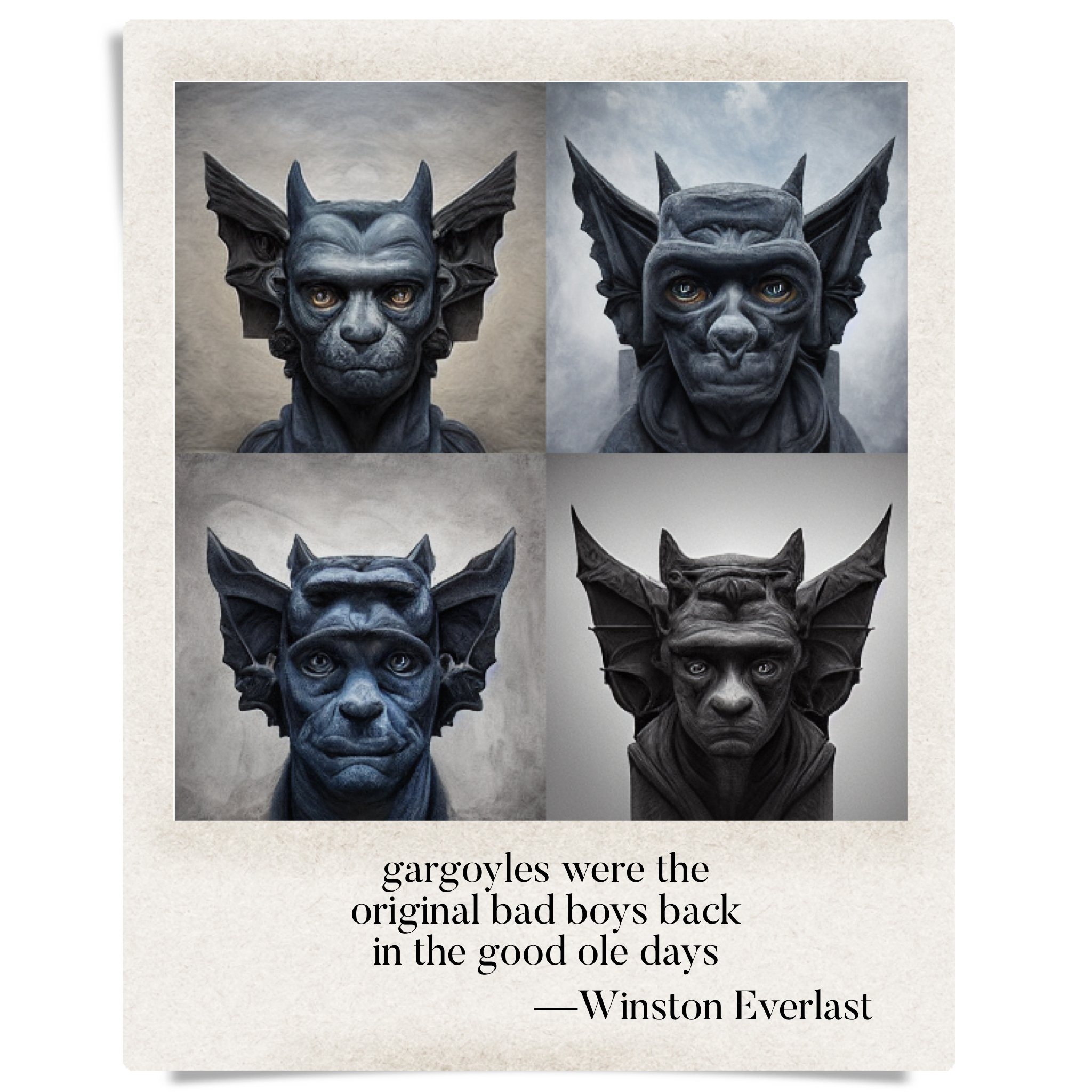 gargoyles were the / original bad boys back / in the good ole days — haiga by Winston Everlast