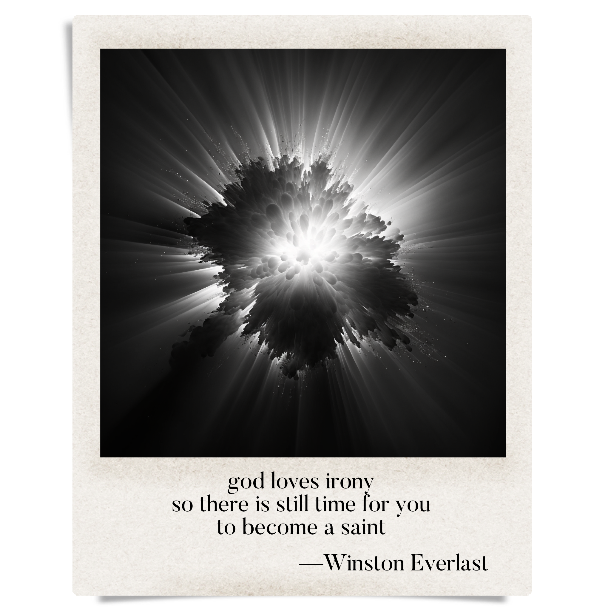 god loves irony / so there is still time for you / to become a saint — haiga by Winston Everlast
