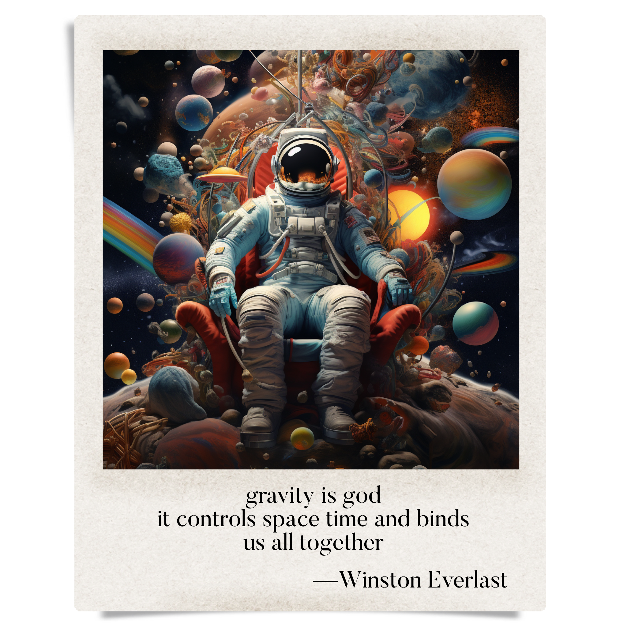gravity is god / it controls space time and binds / us all together — haiga by Winston Everlast