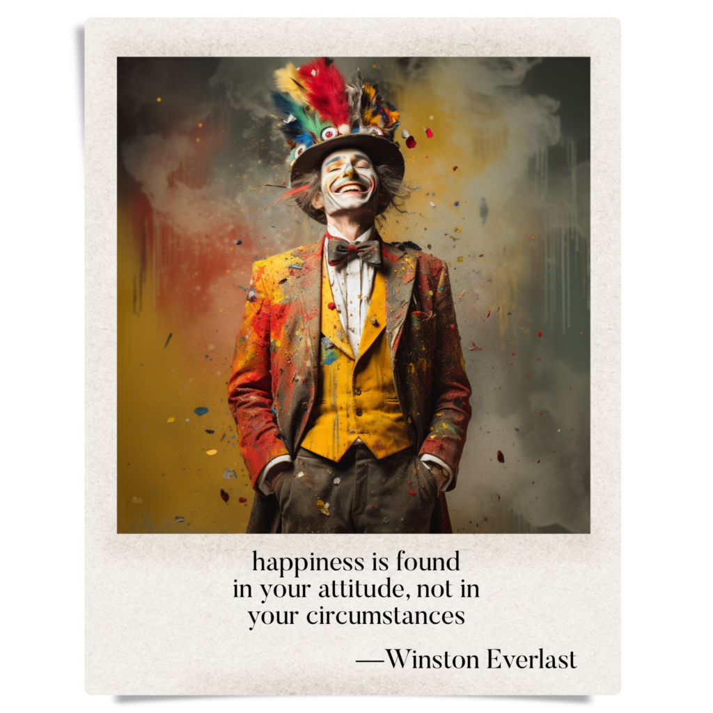 happiness is found / in your attitude, not in / your circumstances — haiga by Winston Everlast