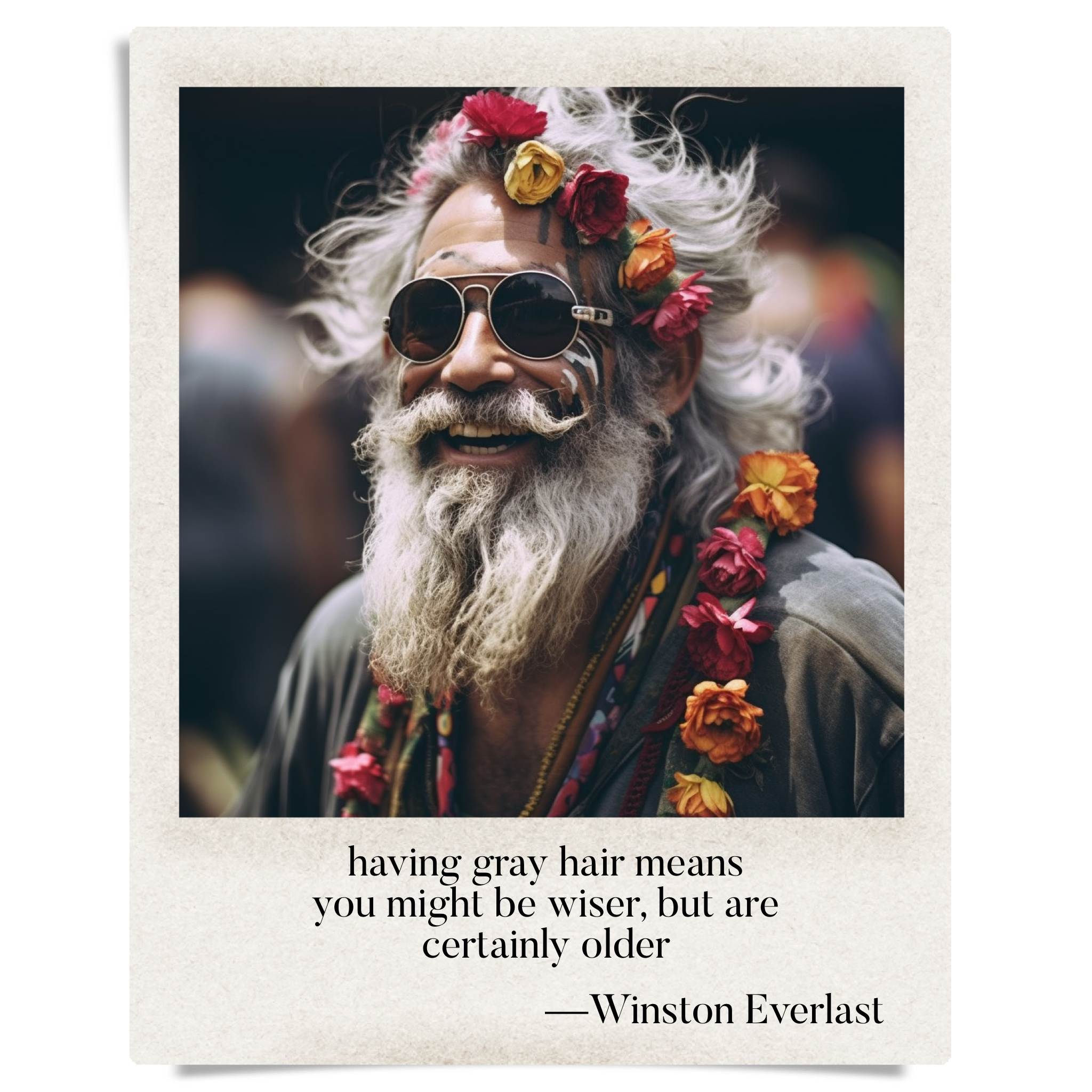 having gray hair means / you might be wiser, but are / certainly older — haiga by Winston Everlast