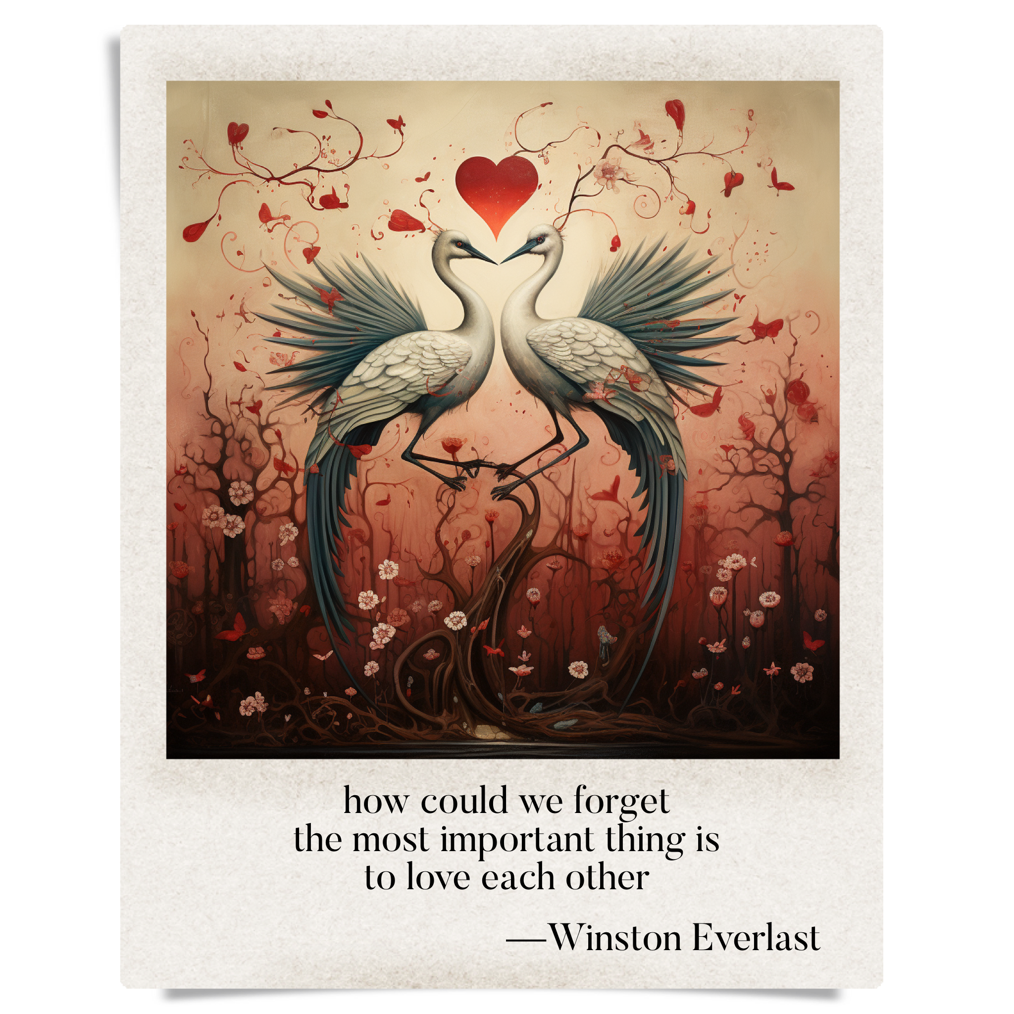 how could we forget / the most important thing is / to love each other — haiga by Winston Everlast