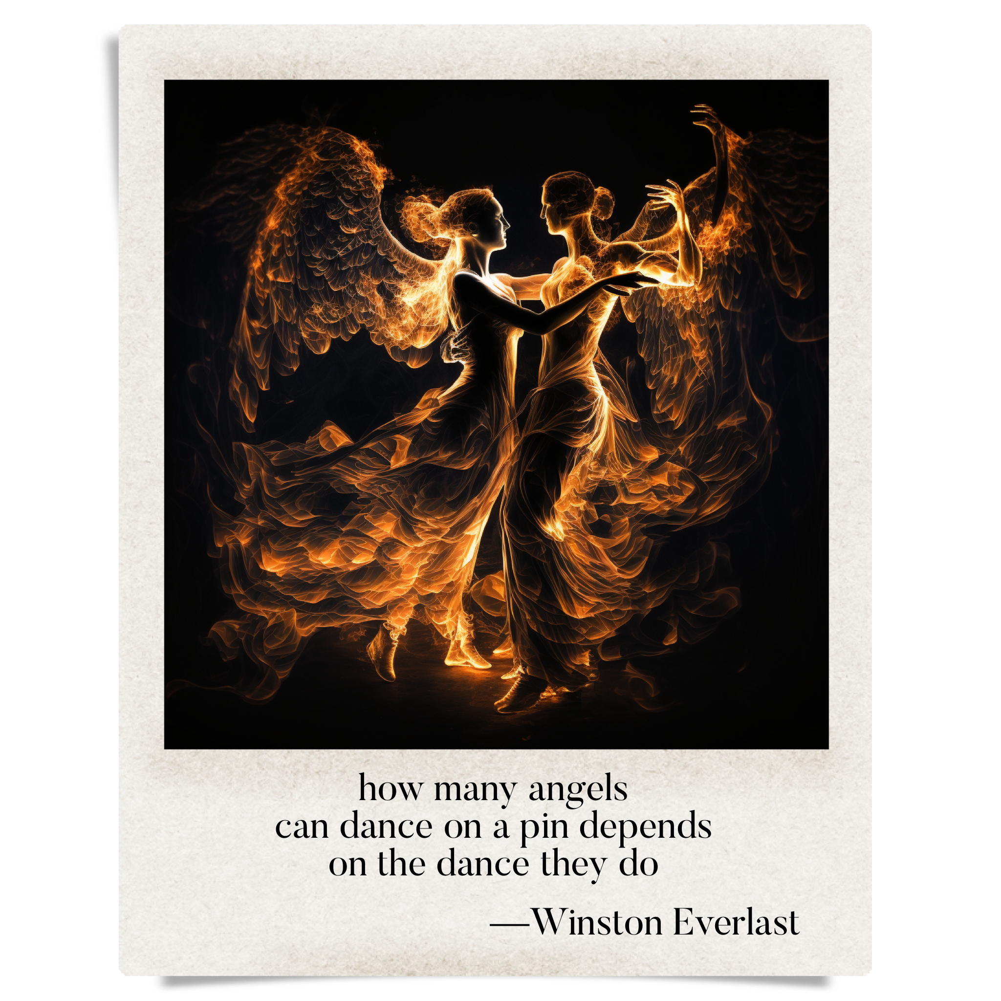 how many angels / can dance on a pin depends / on the dance they do — haiga by Winston Everlast
