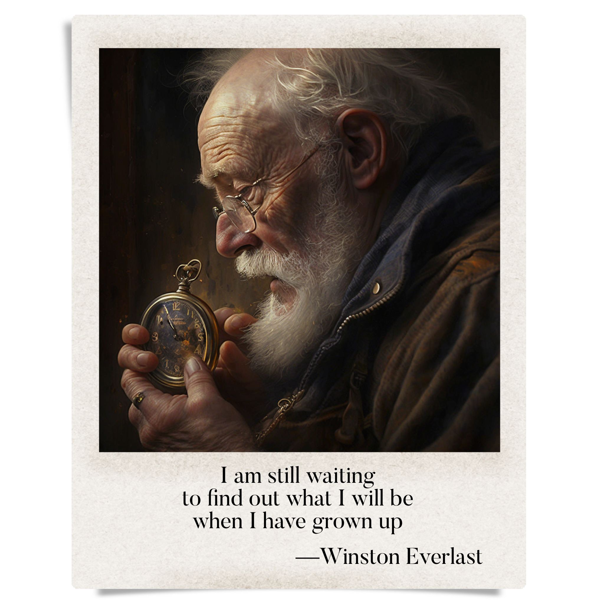 I am still waiting / to find out what I will be / when I have grown up — haiga by Winston Everlast
