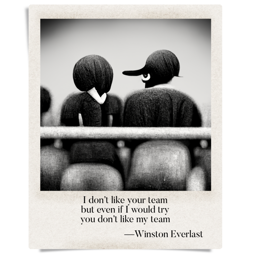 I don't like your team / but even if I would try / you don't like my team — haiga by Winston Everlast