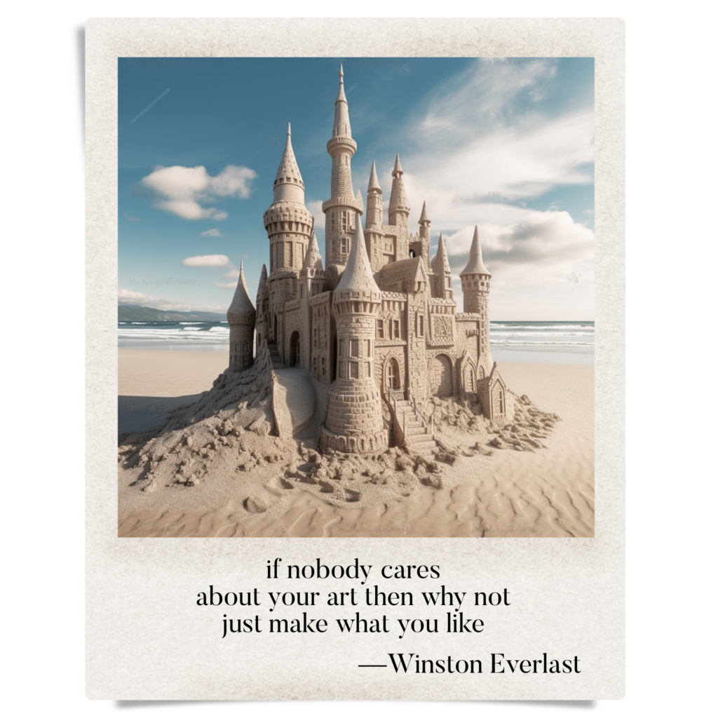 if nobody cares / about your art then why not / just make what you like — haiga by Winston Everlast