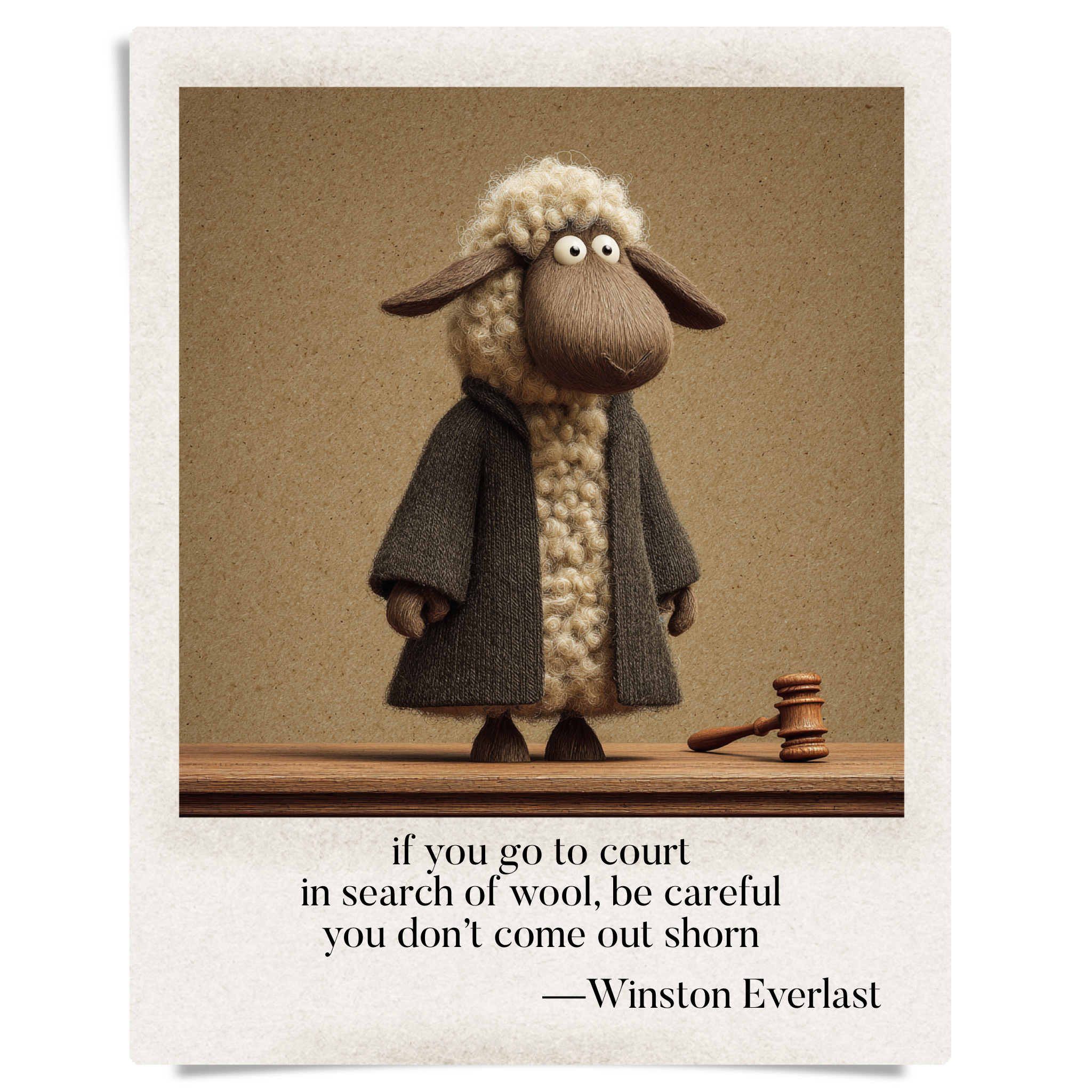 if you go to court / in search of wool, be careful / you don’t come out shorn — haiga by Winston Everlast
