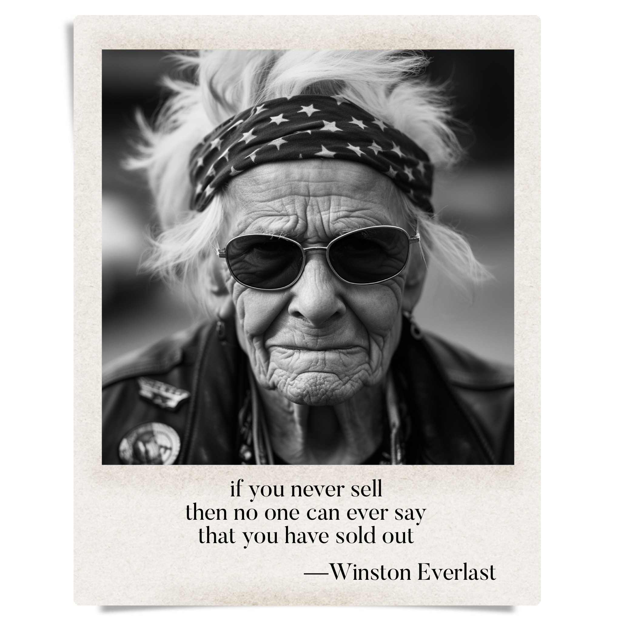 if you never sell / then no one can ever say / that you have sold out — haiga by Winston Everlast