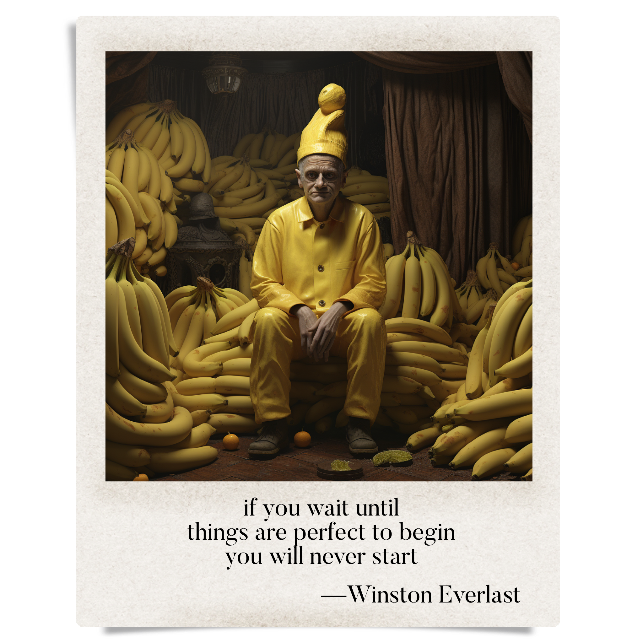 if you wait until / things are perfect to begin / you will never start — haiga by Winston Everlast