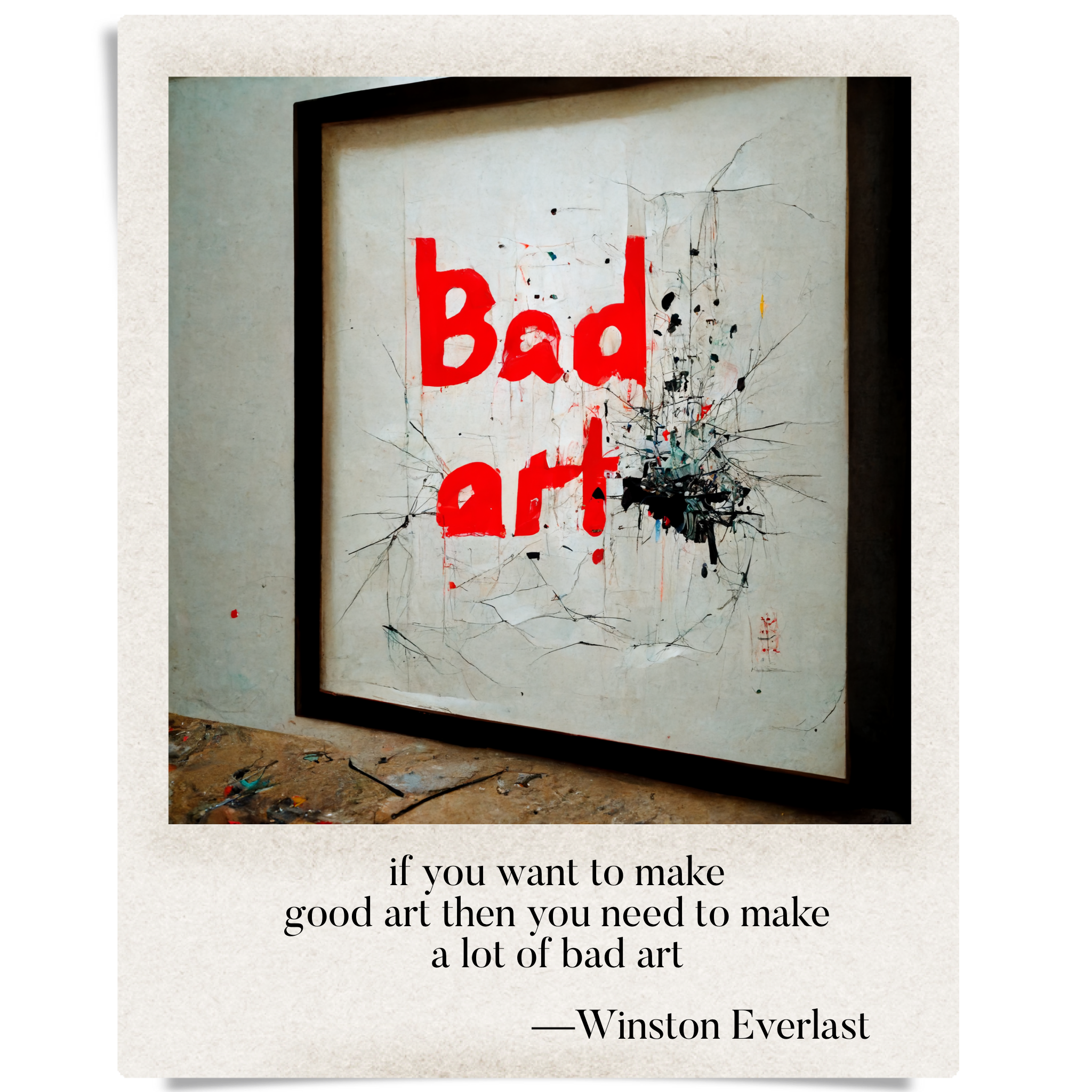 if you want to make / good art then you need to make / a lot of bad art — haiga by Winston Everlast