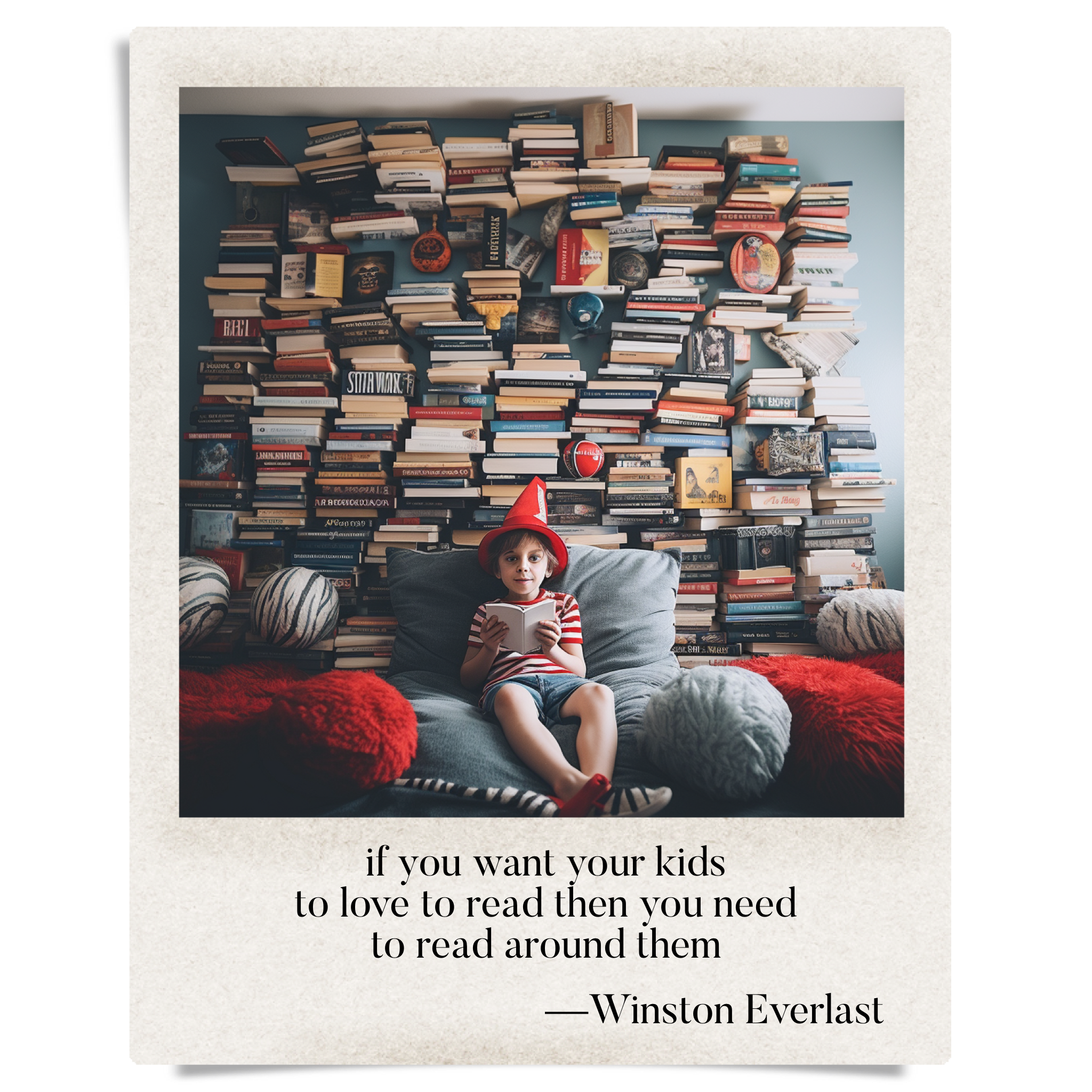 if you want your kids / to love to read then you need / to read around them — haiga by Winston Everlast