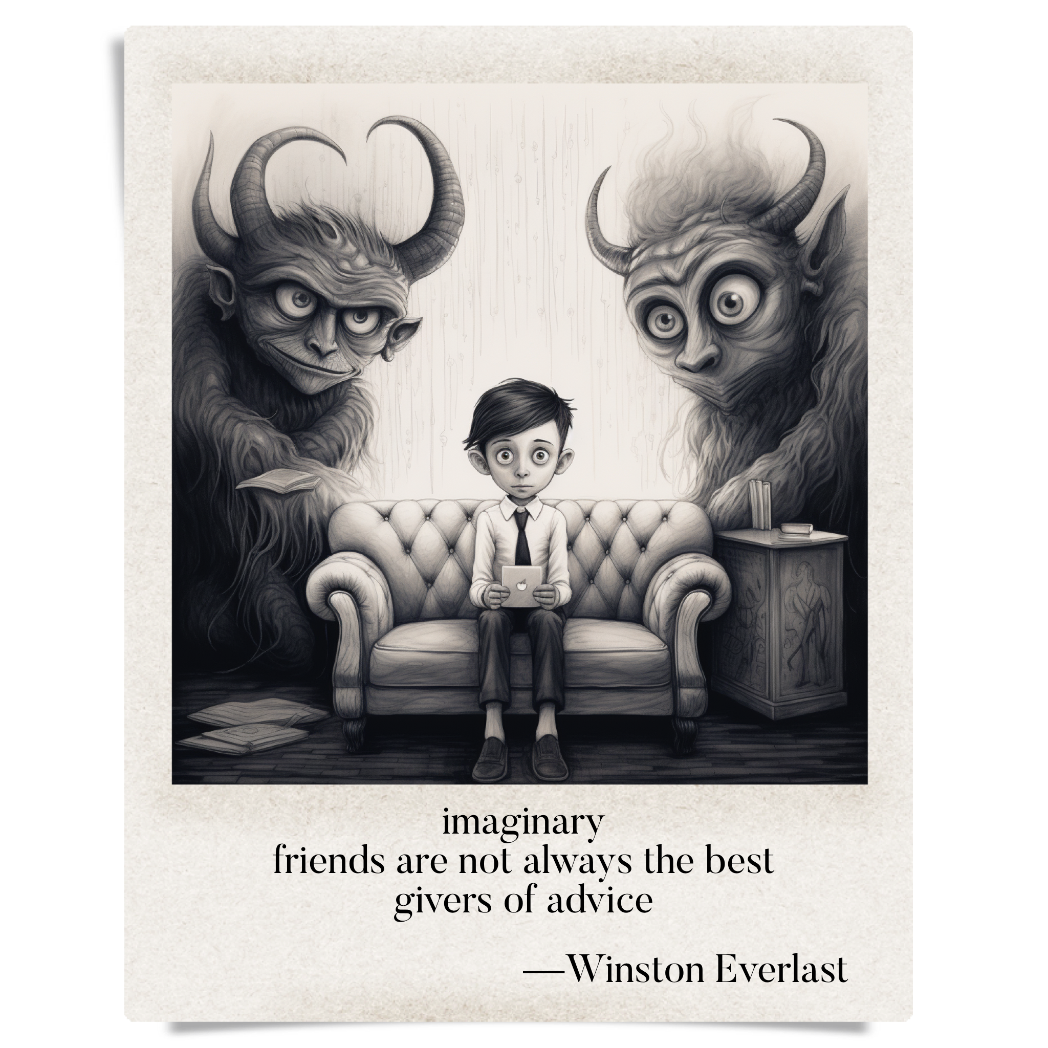 imaginary / friends need to be left behind / while you leave your room — haiga by Winston Everlast