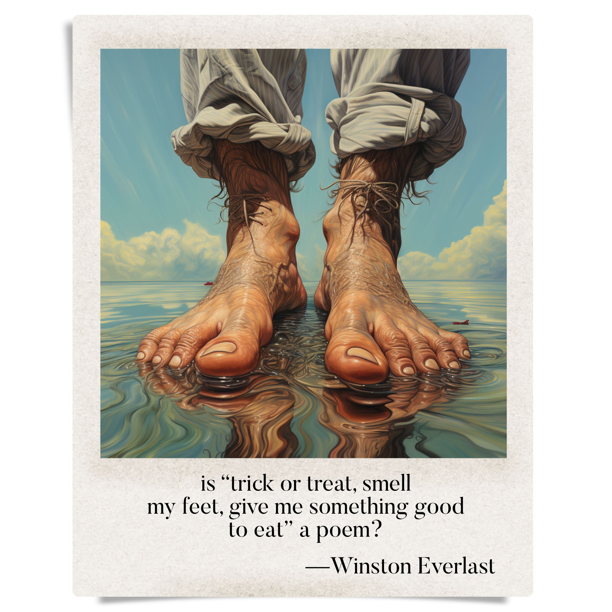 is “trick or treat, smell / my feet, give me something good / to eat” a poem? — haiga by Winston Everlast