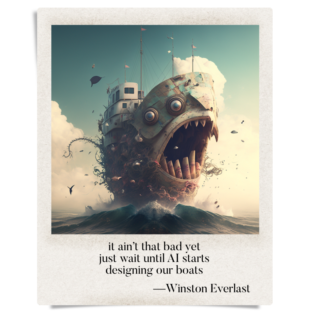 it ain't that bad yet / just wait until AI starts / designing our boats — haiga by Winston Everlast