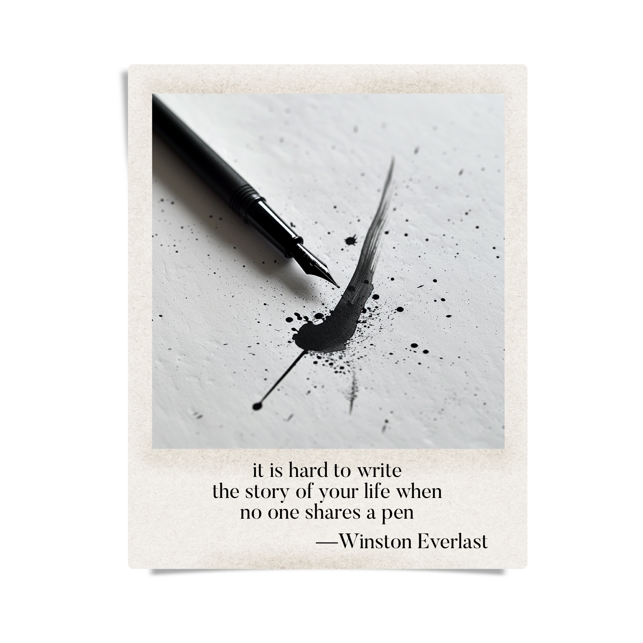 it is hard to write / the story of your life when / no one shares a pen — haiga by Winston Everlast