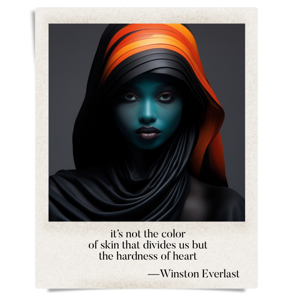 it’s not the color / of skin that divides us but / the hardness of heart — haiga by Winston Everlast