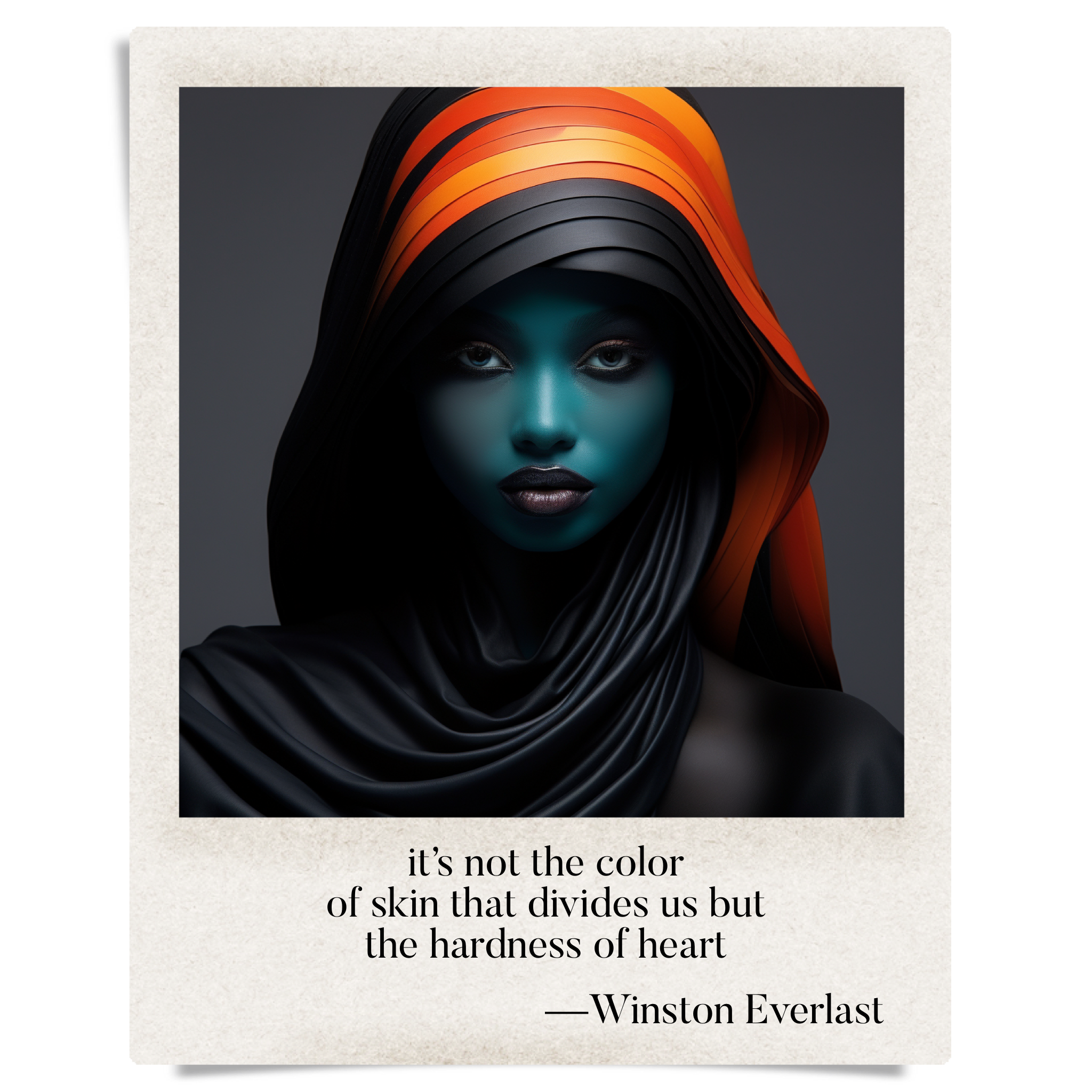 it’s not the color / of skin that divides us but / the hardness of heart — haiga by Winston Everlast
