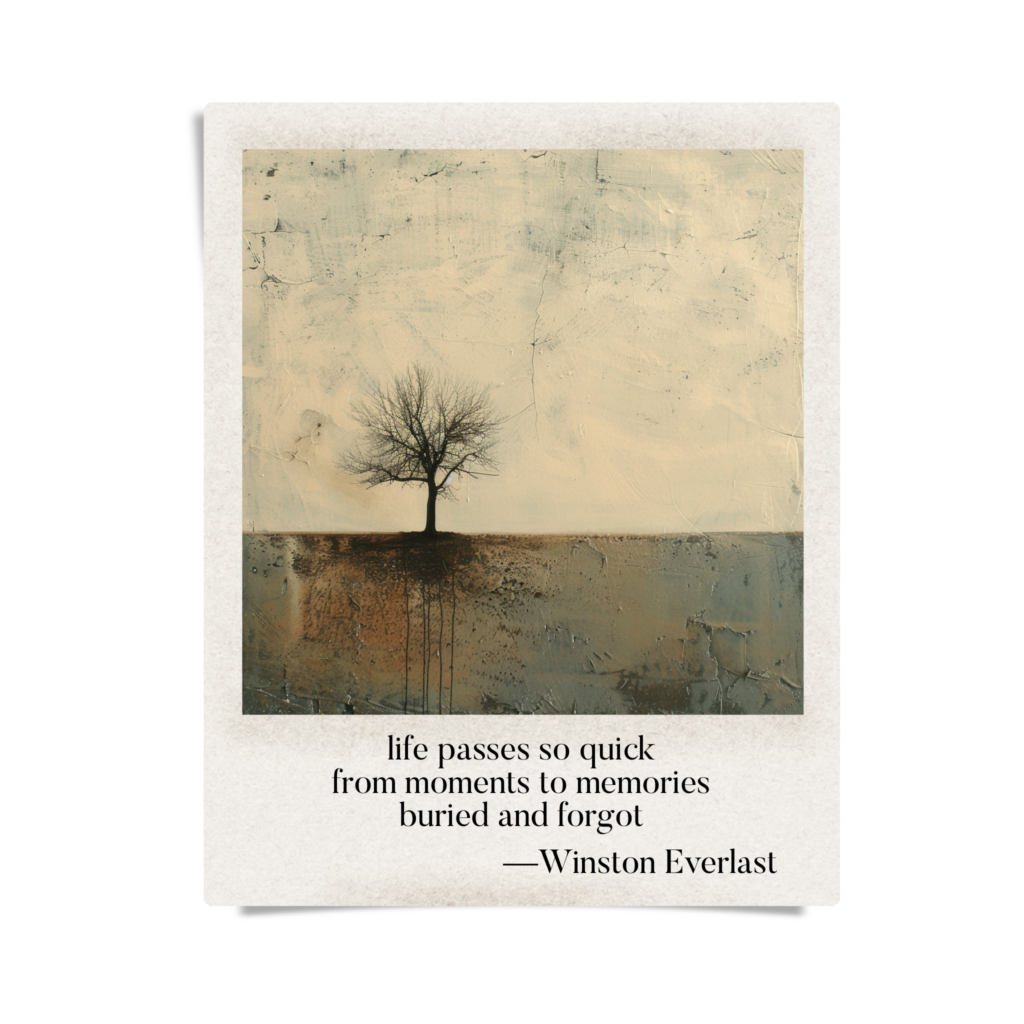life passes so quick / from moments to memories / buried and forgot — haiga by Winston Everlast