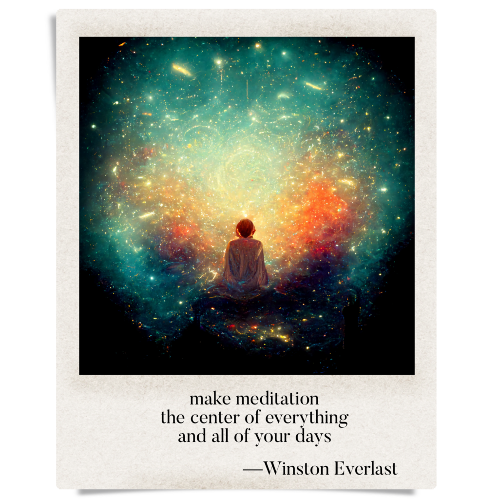 make meditation / the center of everything / and all of your days — haiga by Winston Everlast