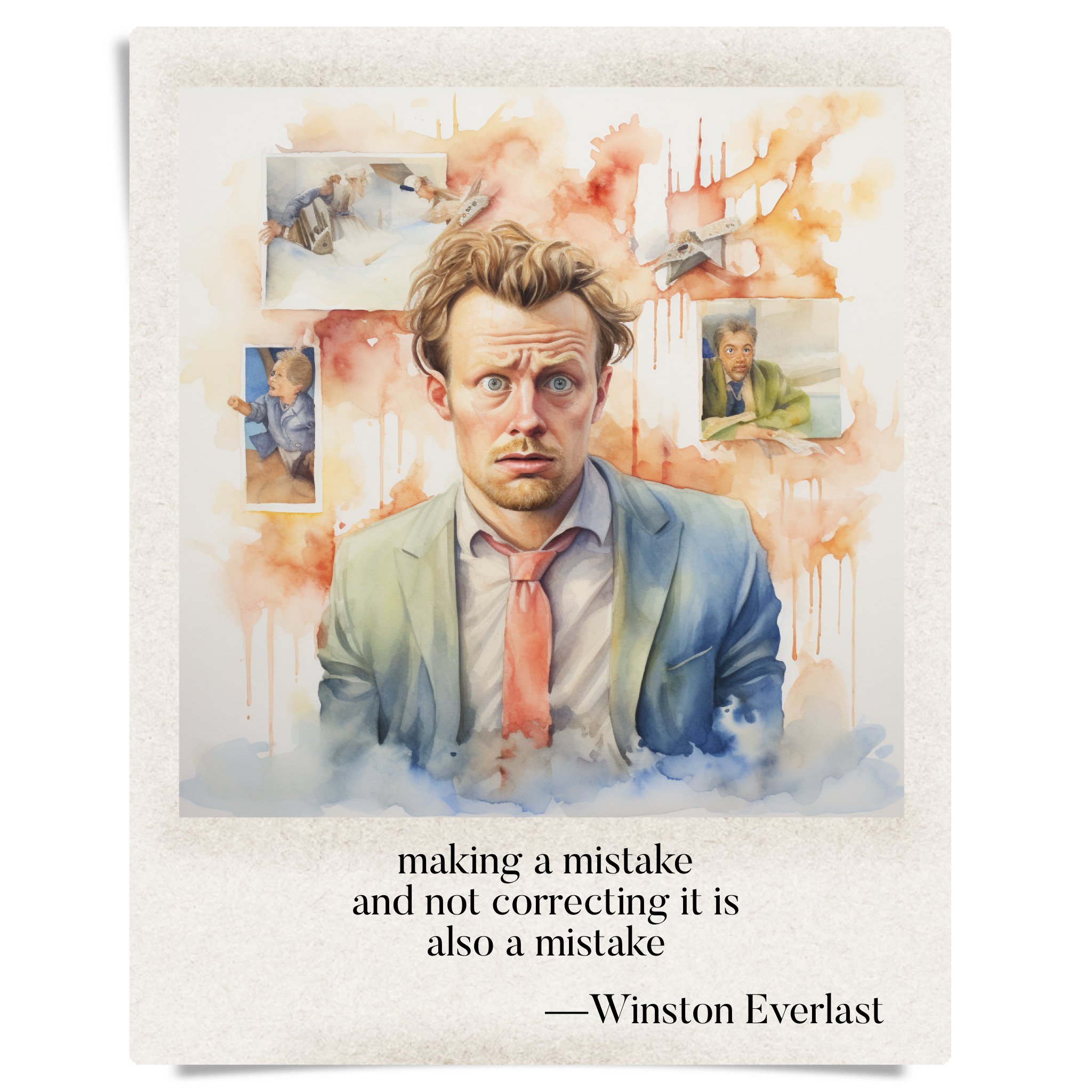 making a mistake / and not correcting it is / also a mistake — haiga by Winston Everlast