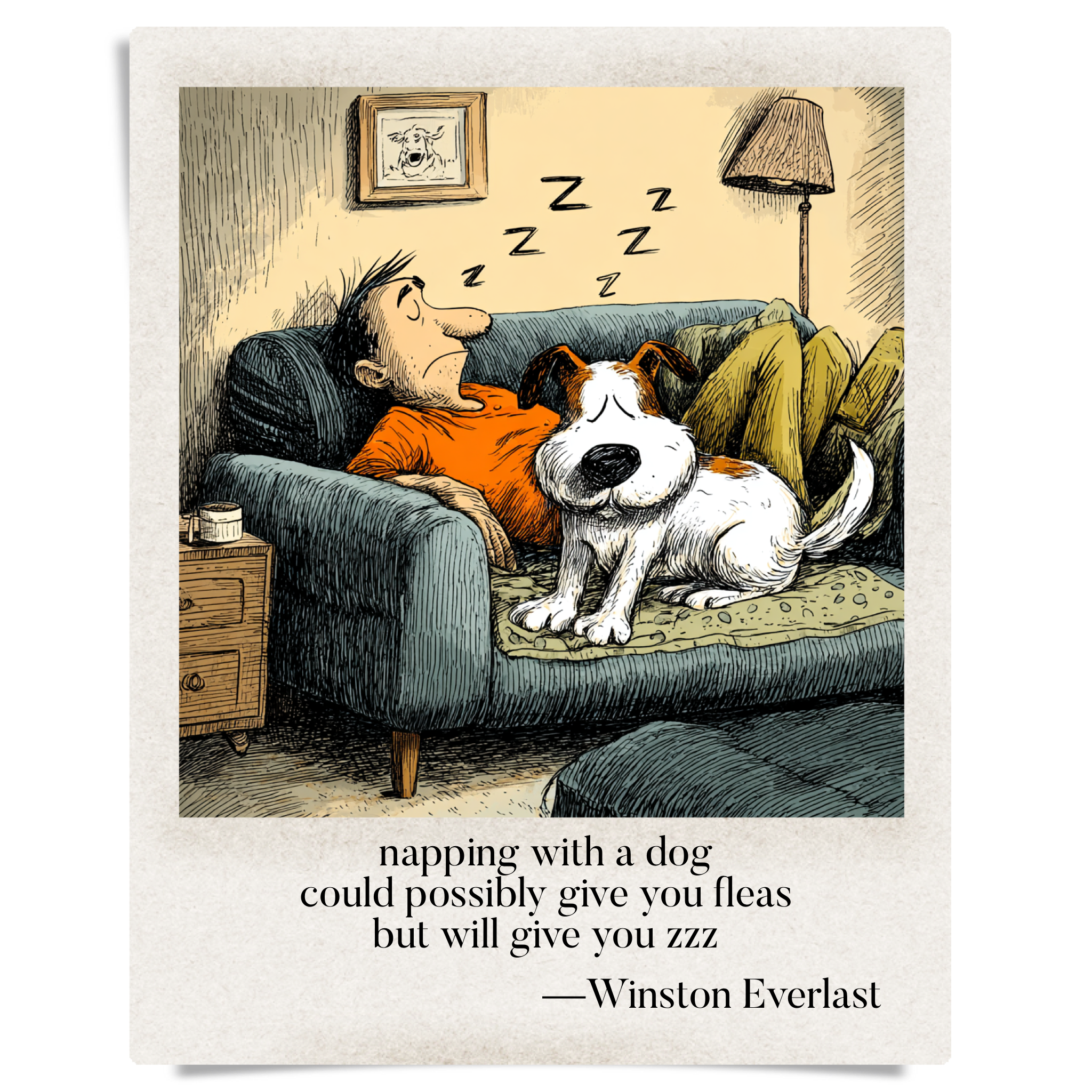 napping with a dog / could possibly give you fleas / but will give you zzz — haiga by Winston Everlast