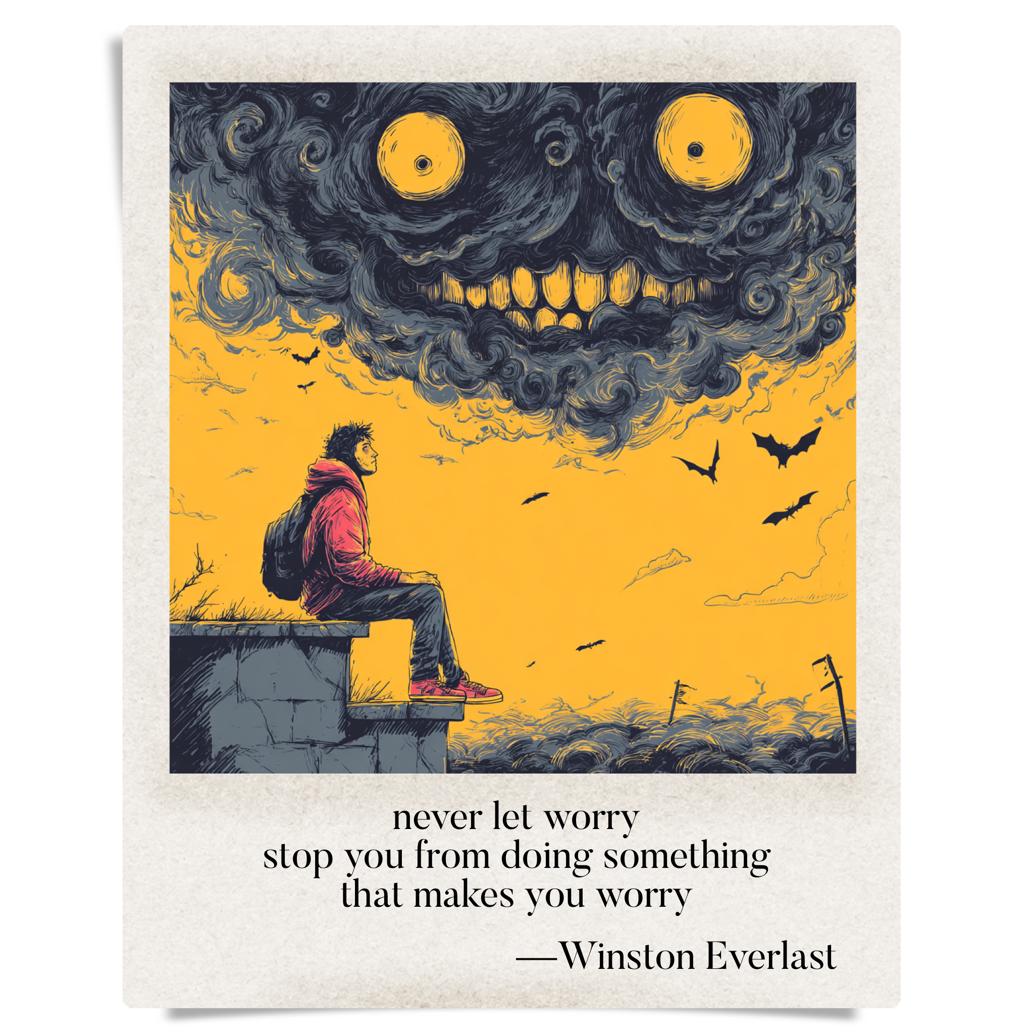 never let worry / stop you from doing something / that makes you worry — haiga by Winston Everlast