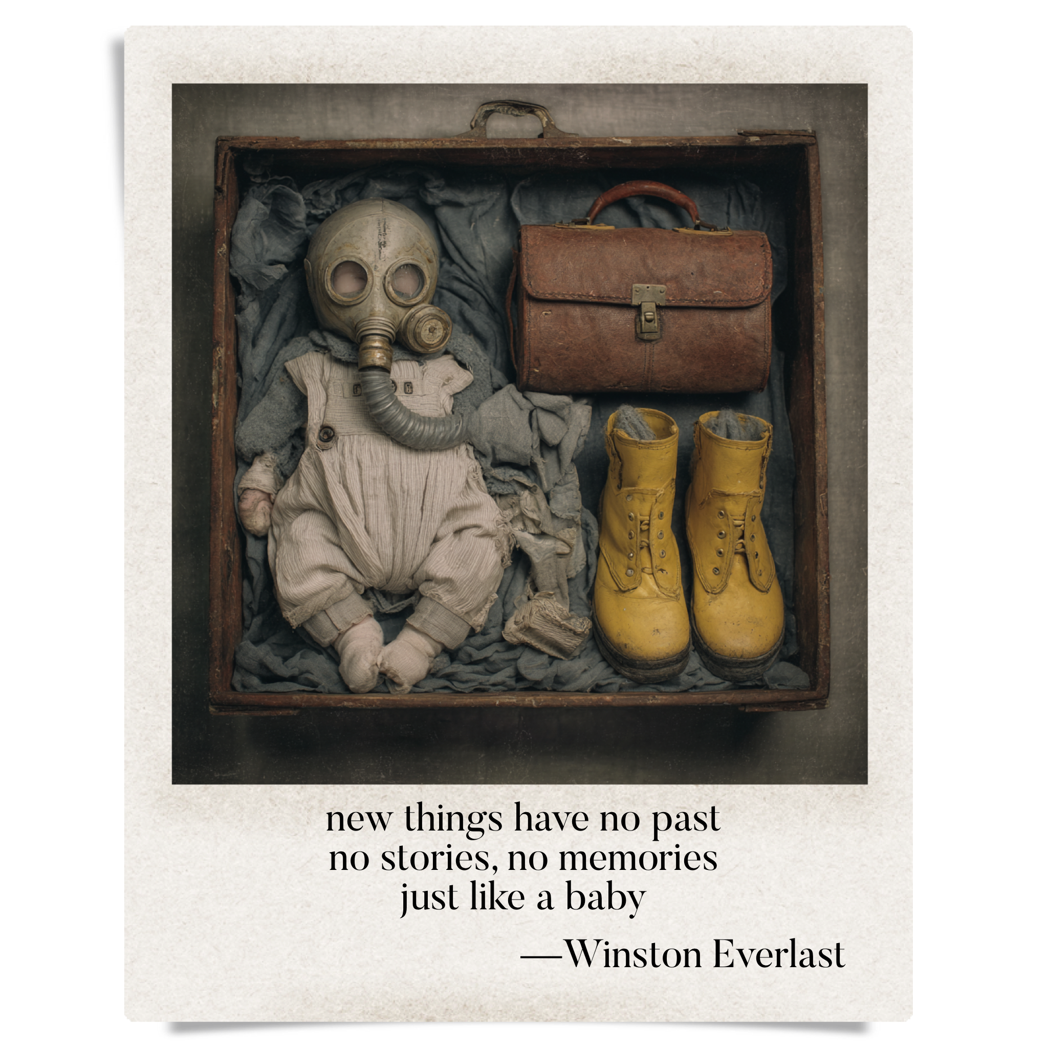 new things have no past / no stories, no memories / just like a baby — haiga by Winston Everlast