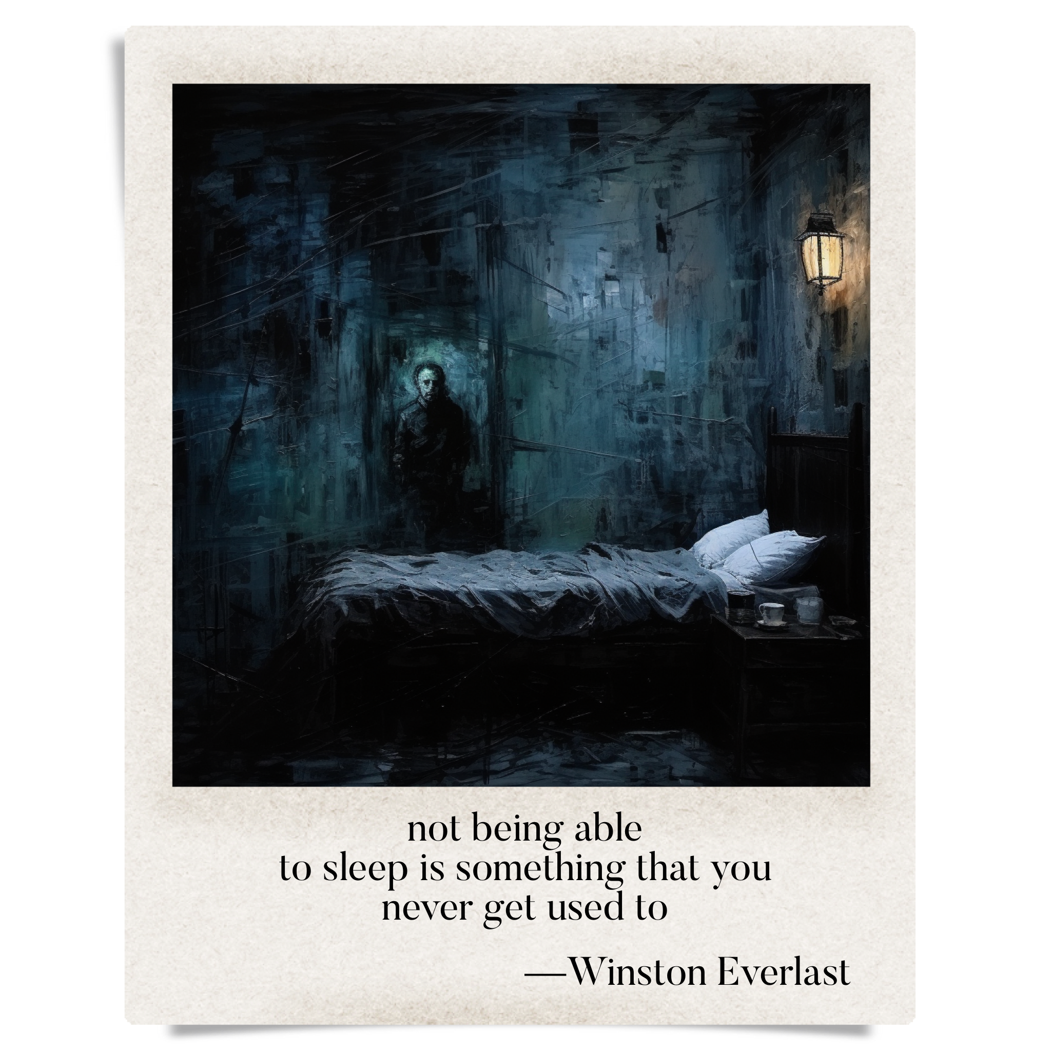 not being able / to sleep is something that you / never get used to — haiga by Winston Everlast