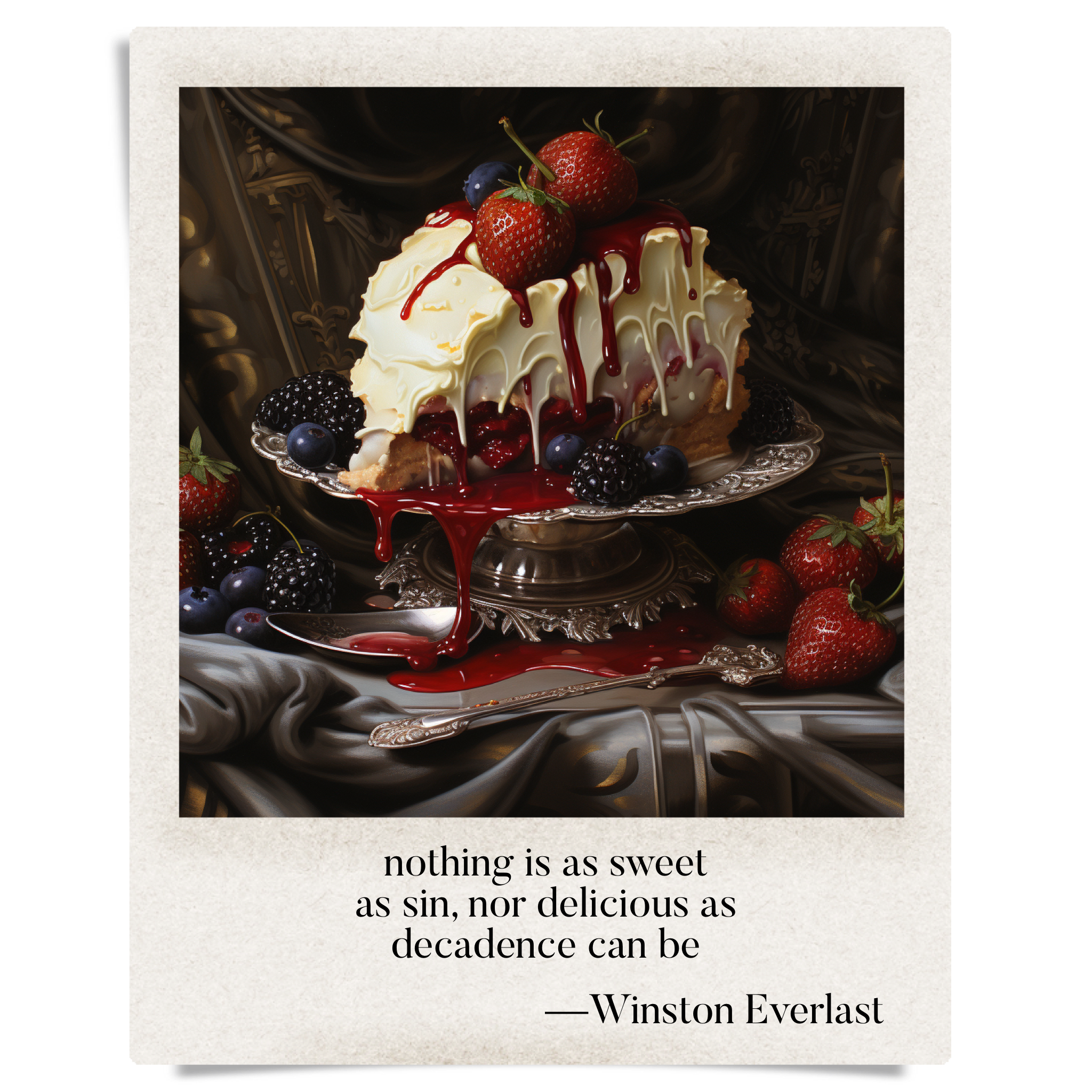 nothing is as sweet / as sin, nor delicious as / decadence can be — haiga by Winston Everlast