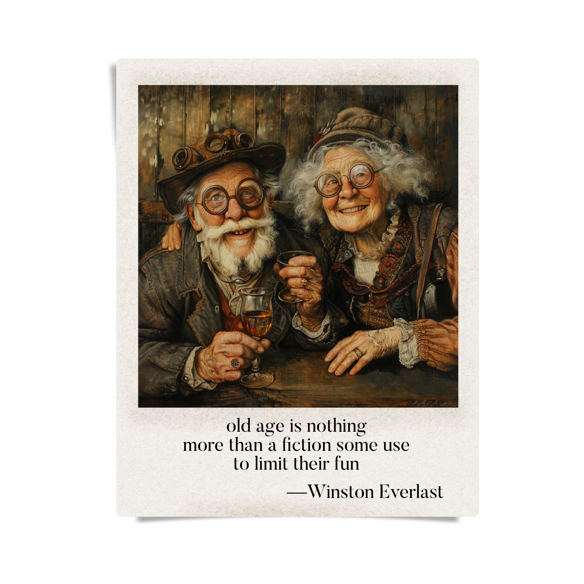 old age is nothing / more than a fiction some use / to limit their fun — haiga by Winston Everlast