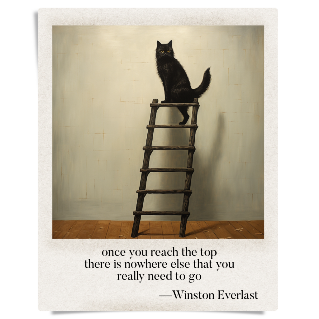 once you reach the top / there is nowhere else that you / really need to go — haiga by Winston Everlast