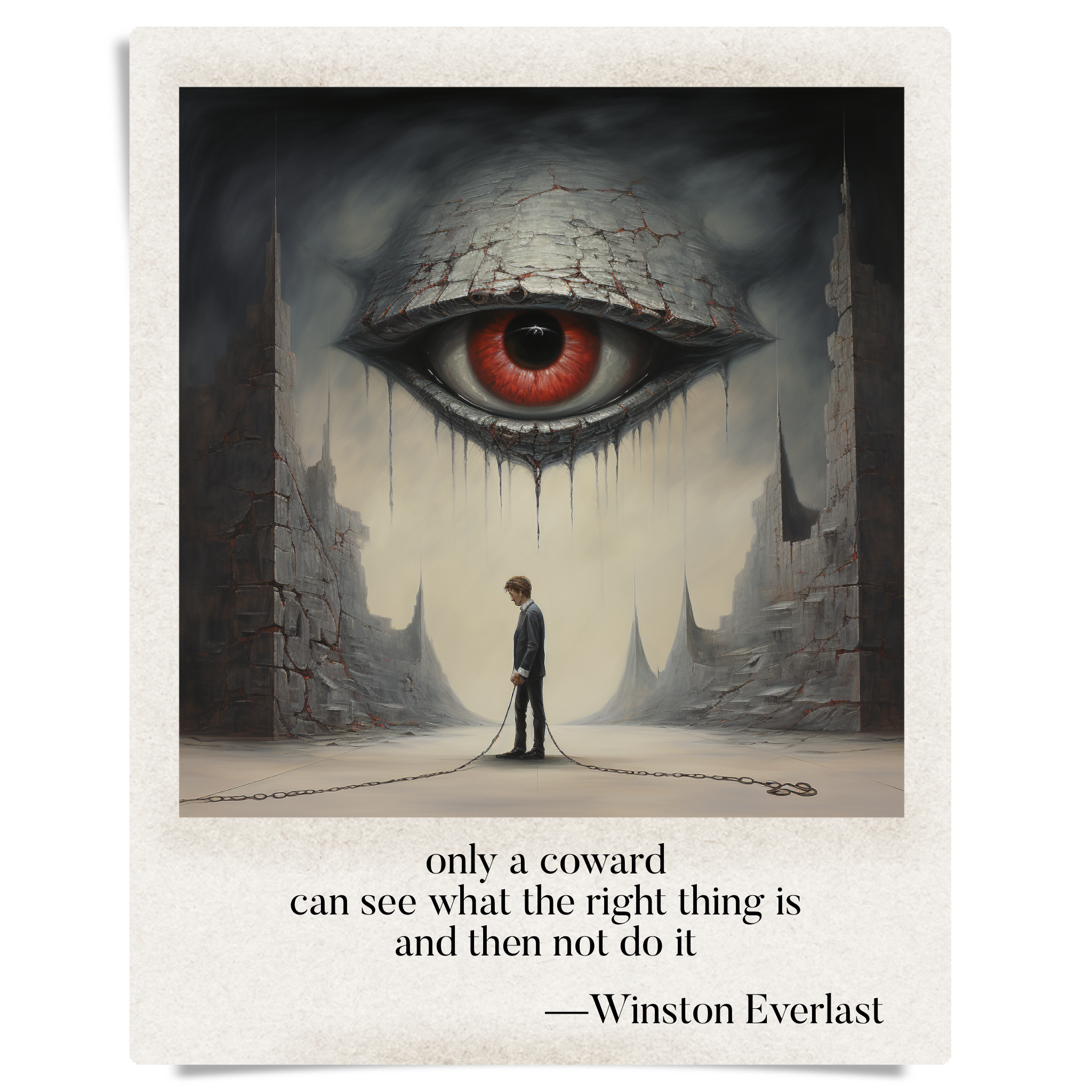 only a coward / can see what the right thing is / and then not do it — haiga by Winston Everlast