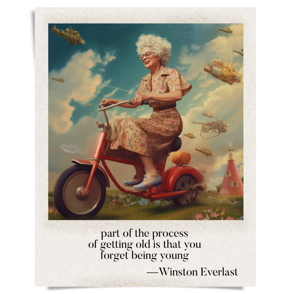 part of the process / of getting old is that you / forget being young — haiga by Winston Everlast